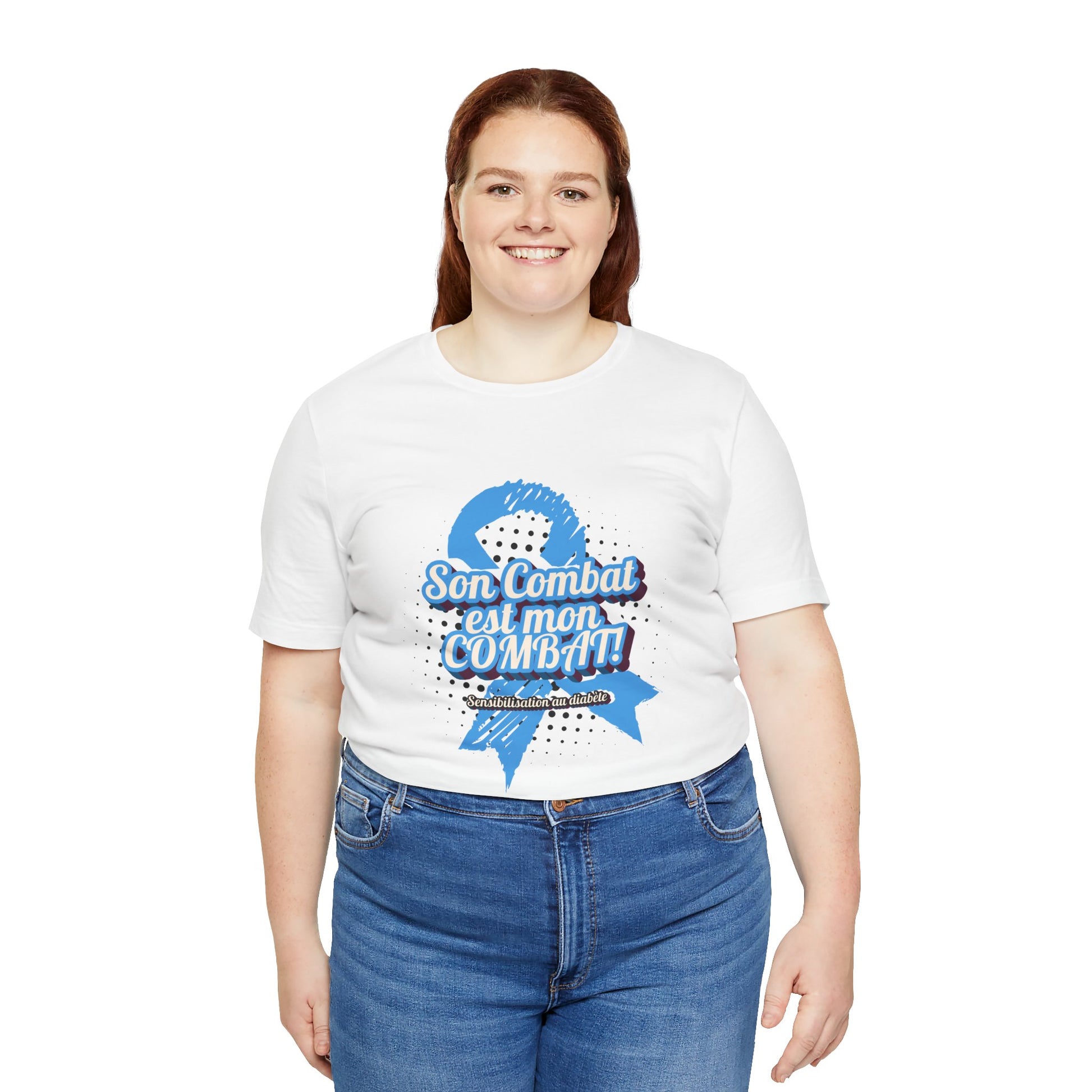 His Fight is my Fight! (French in blue) - Unisex Tee The Diabuddies Store T-Shirts $30.27