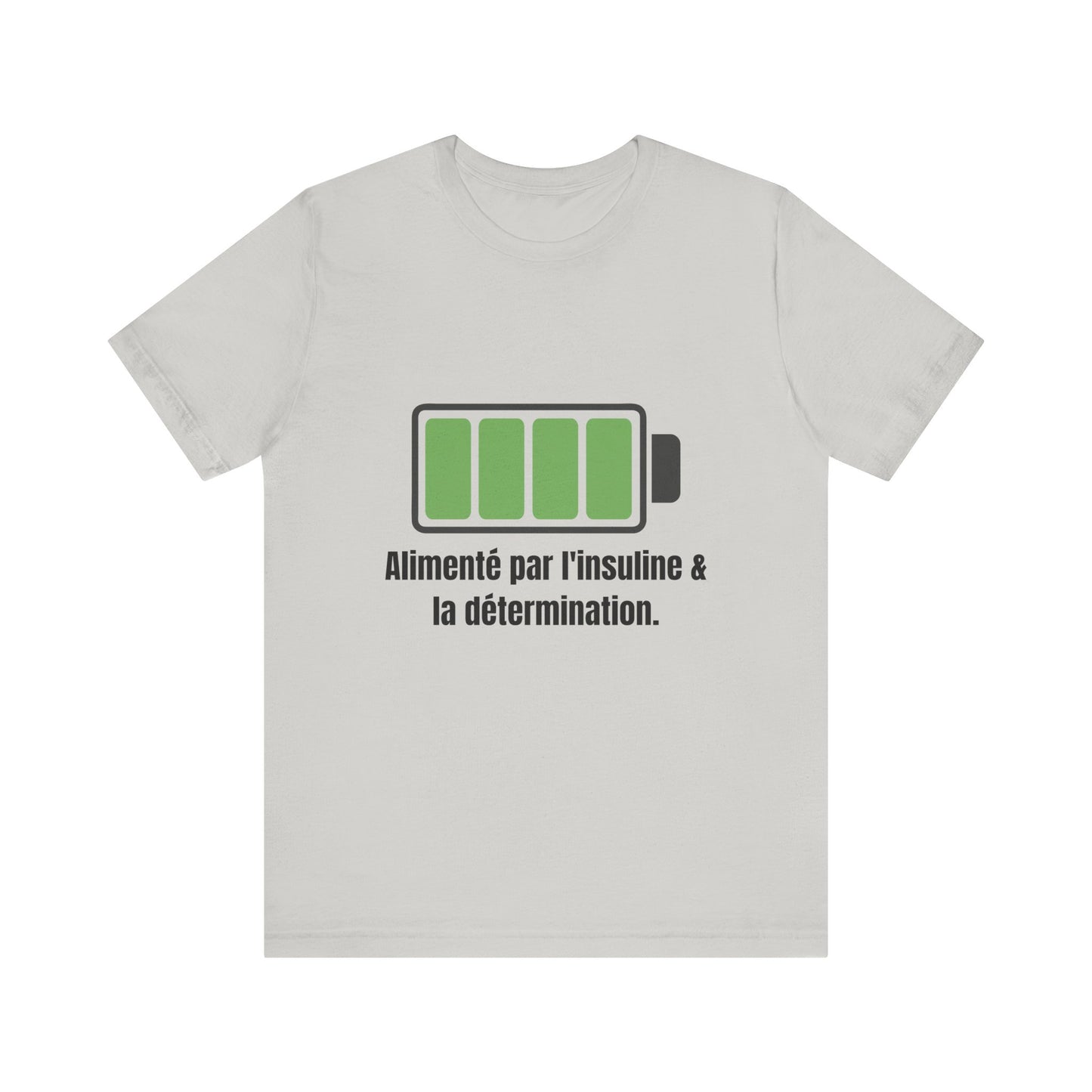 The Diabuddies Store Powered By Insulin (French) - Unisex Tee Powered By Insulin (French) - Unisex Tee: Wear your power with pride! Our "Alimenté par l'insuline et la détermination" Unisex Tee is a bold, comfortable statement of strength and gratitude. $2