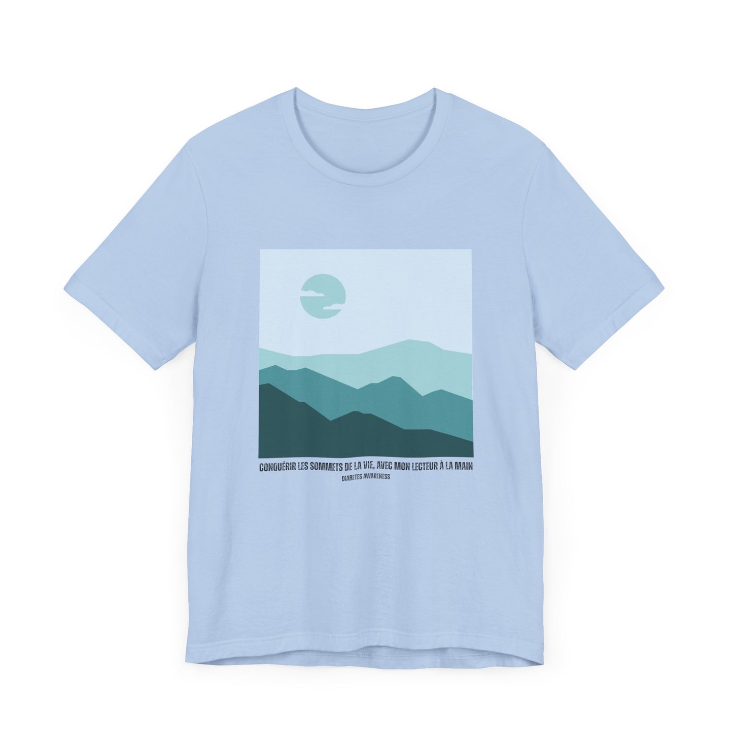 Summiting Life's Mountains Meter in Hand (French) Unisex Tee The Diabuddies Store T-Shirts $22.50