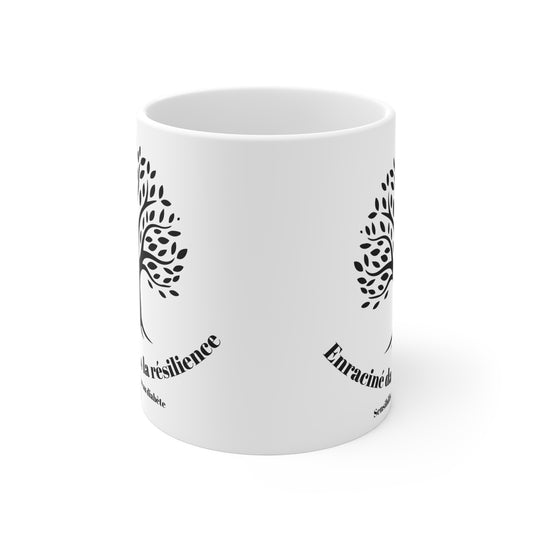 The Diabuddies Store Rooted in Resilience (French) - Mug 11oz Rooted in Resilience (French) - Mug 11oz: Start your day with a powerful reminder! Our "Enraciné dans la résilience" 11oz mug is more than just a cup; it's a daily affirmation. Crafted from dur