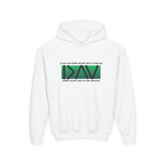 The Diabuddies Store Greater than (French/Green) - Youth Hoodie Greater than (French/Green) - Youth Hoodie: This isn't just a hoodie; it's a powerful symbol for young individuals living with diabetes, reminding them that they are always "greater than" any