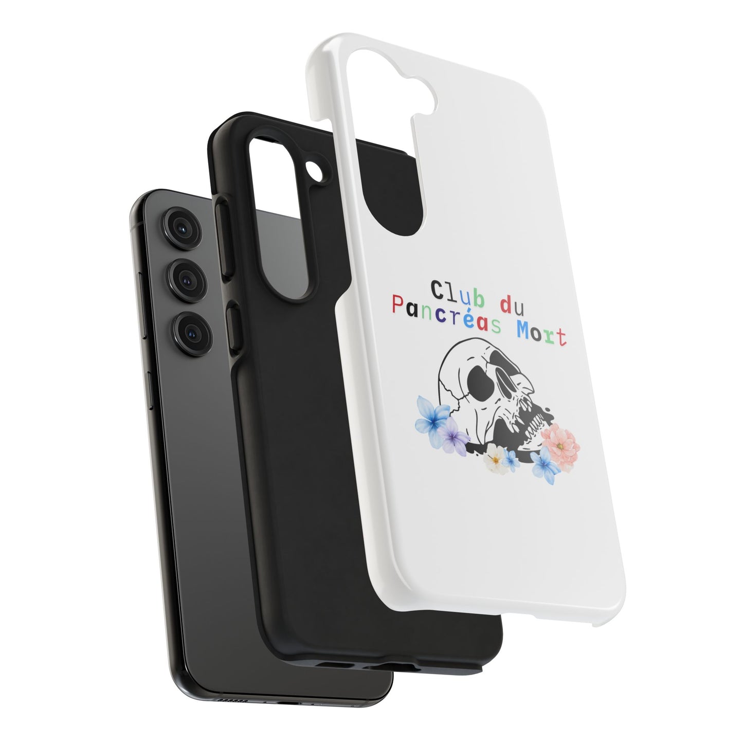 Skull & Flowers, Dead Pancreas Club (French) - Phone Cases The Diabuddies Store Mobile Phone Cases $18.23