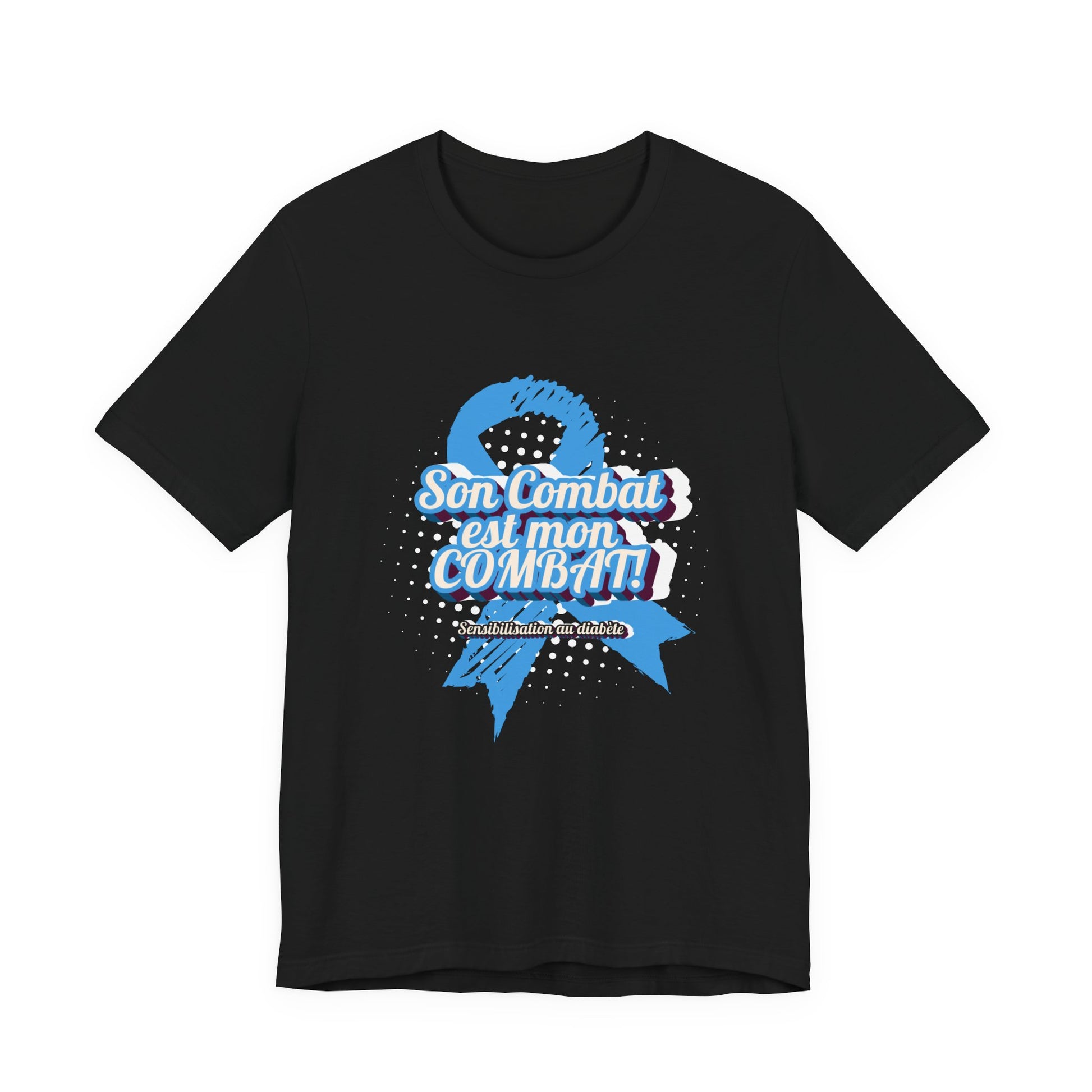 His Fight is my Fight! (French in blue) - Unisex Tee The Diabuddies Store T-Shirts $30.27