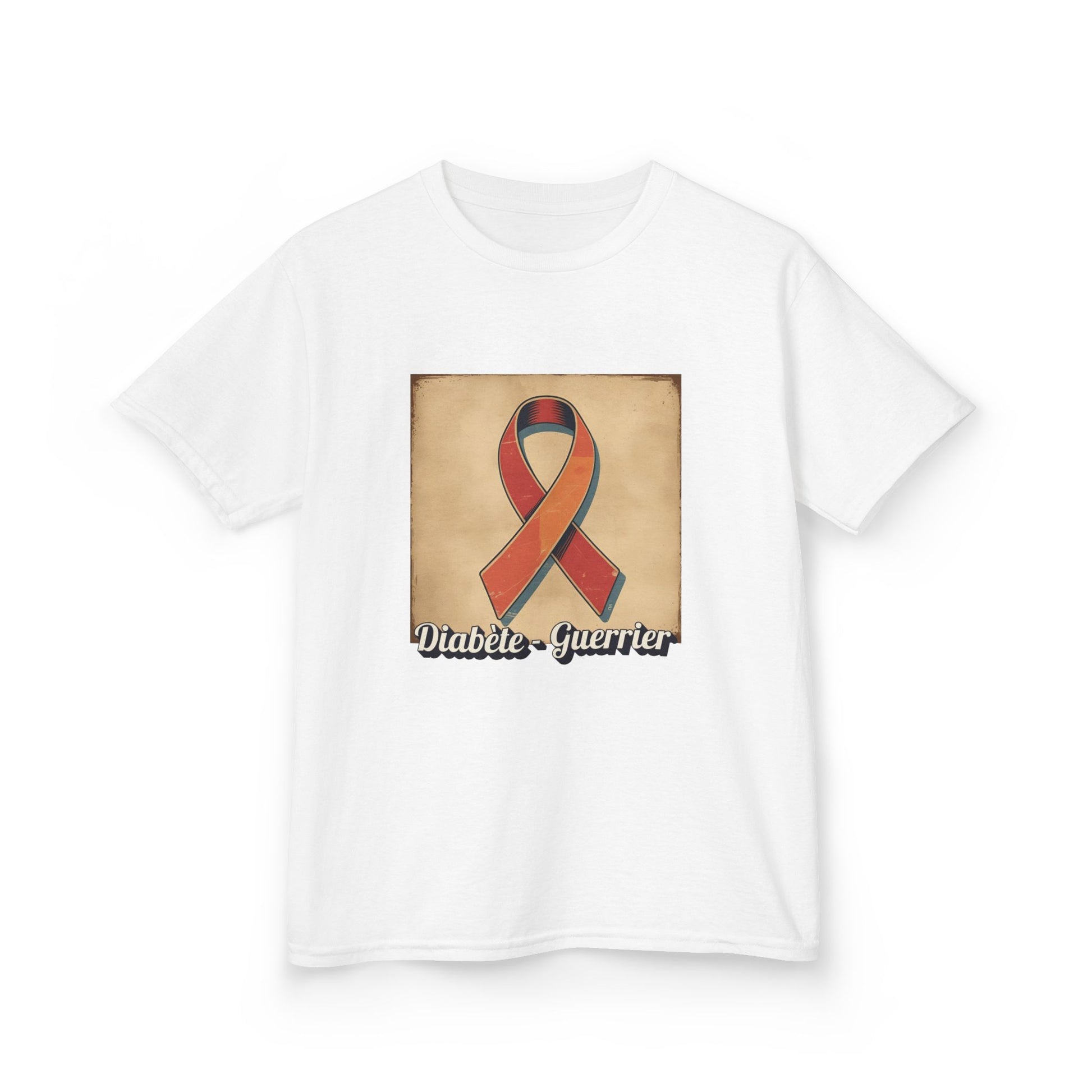 The Diabuddies Store Diabetes Warrior, Retro Look (French / Guerrier) - Kids Tee Diabetes Warrior, Retro Look (French / Guerrier) - Kids Tee: Let your young one show off their strength and style with our "Diabète Guerrier" Retro Look French Kids Tee! T-Sh