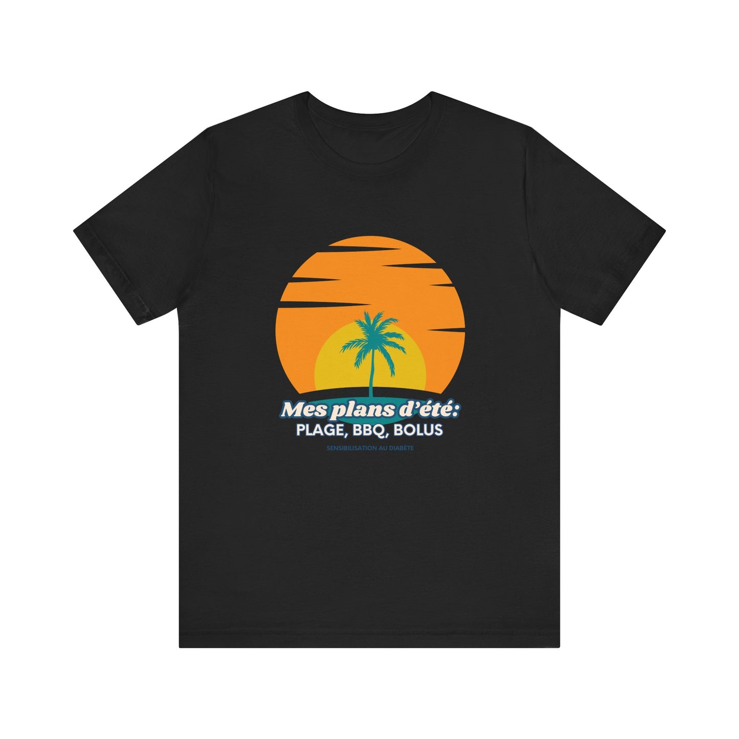 The Diabuddies Store My Summer Plans: Beach, BBQ, Bolus (French) - Unisex Tee My Summer Plans: Beach, BBQ, Bolus (French) - Unisex Tee: Sunshine, good times, and keeping those blood sugars in check! Our French T-shirt is the perfect wear for anyone balanc