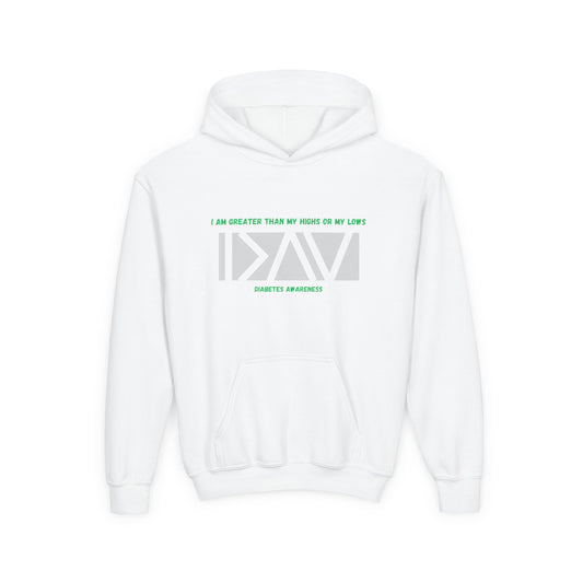 The Diabuddies Store I am Greater than (Grey) - Youth Hoodie I am Greater than (Grey) - Youth Hoodie: Celebrate resilience and strength with this Youth Hoodie! It's a powerful symbol for young individuals living with diabetes, reminding them that they are