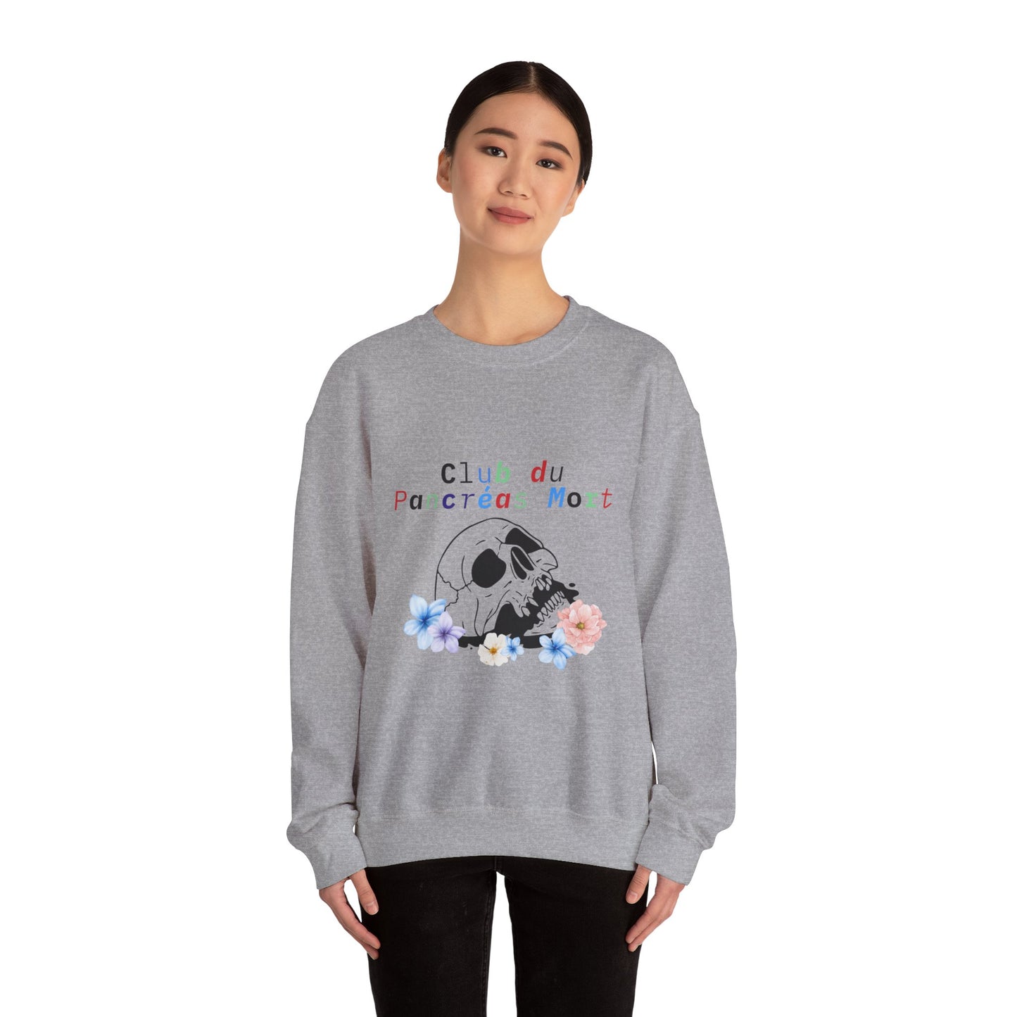 Skull & Flowers Dead Pancreas Club-French Unisex Sweatshirt The Diabuddies Store Sweatshirts $35.70