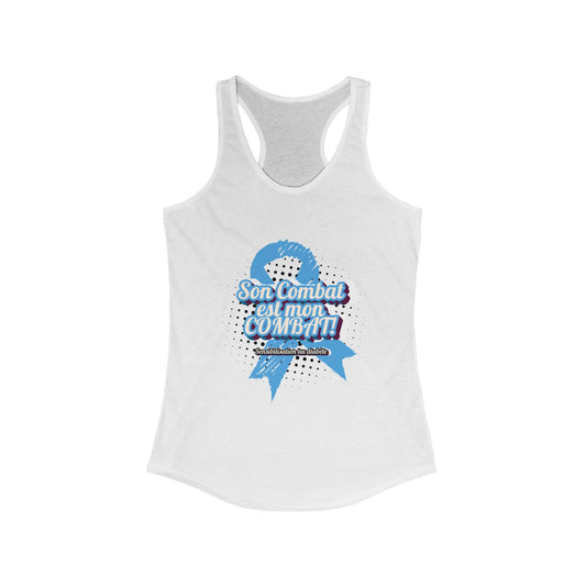 Her fight is my Fight! (French in Blue) Racerback Tank The Diabuddies Store Tank Tops $19.96
