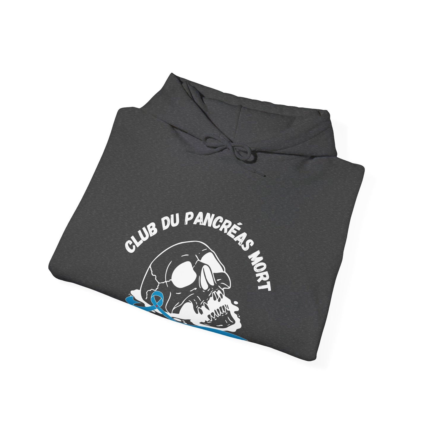Skull & Blue Ribbon Dead Pancreas Club (French) Hoodie The Diabuddies Store Hoodies $32.41