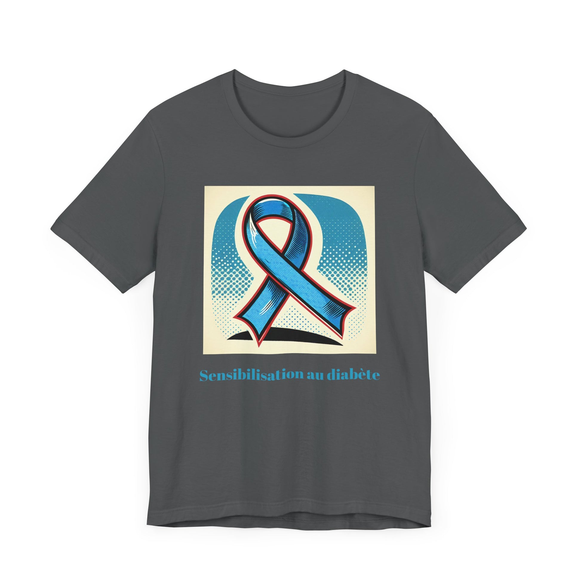 Diabetes Awareness, Blue Ribbon (French) - Unisex Tee The Diabuddies Store T-Shirts $22.50