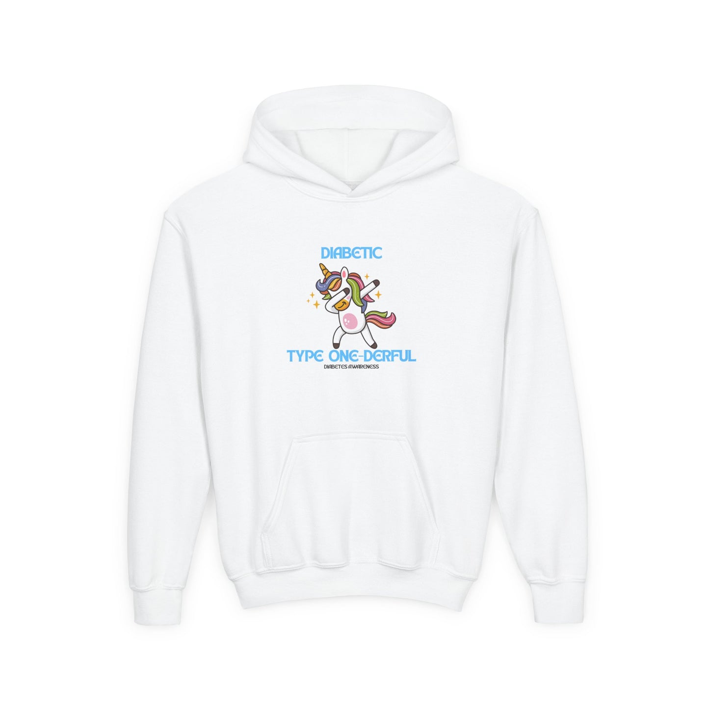 The Diabuddies Store Type One-derful - Youth Hoodie Type One-derful - Youth Hoodie: Embrace your Type 1 journey with pride! A joyful, empowering tribute. Playful spin on 'wonderful'. Hoodies $32.49
