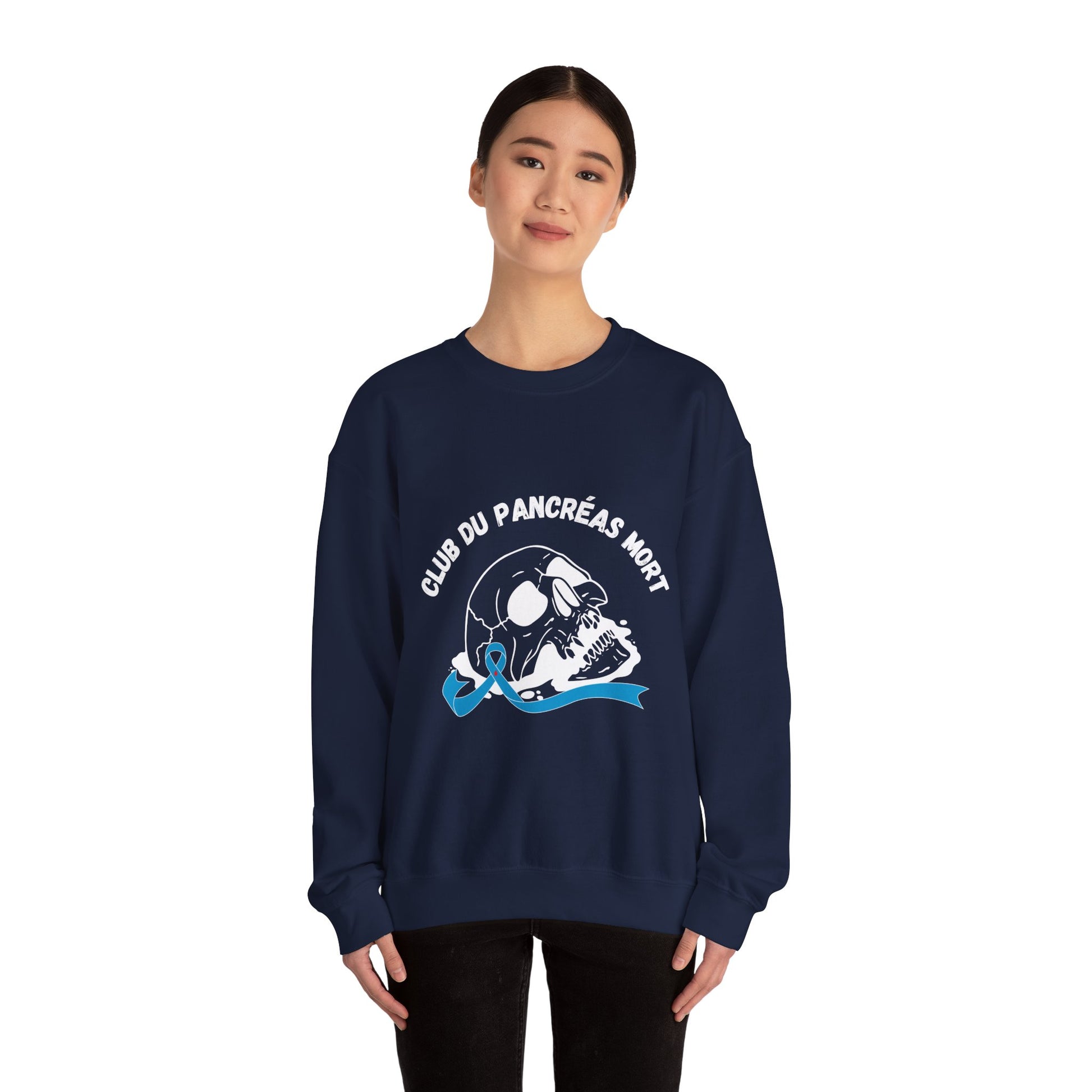 Skull & Blue Ribbon, Dead Pancreas Club (French) Sweatshirt The Diabuddies Store Sweatshirts $35.70