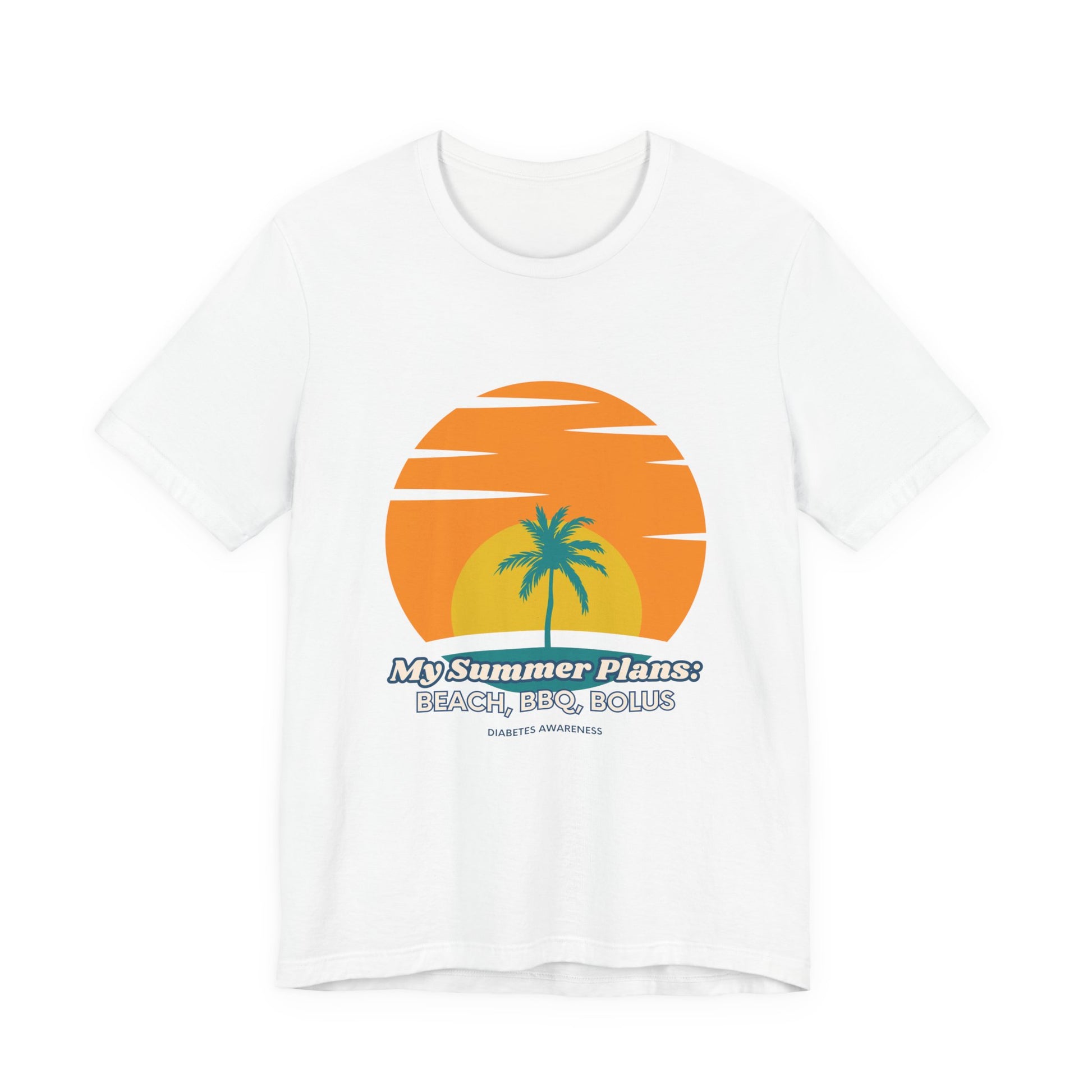 The Diabuddies Store My Summer Plans: Beach, BBQ, Bolus - Unisex Tee My Summer Plans: Beach, BBQ, Bolus - Unisex Tee: Sunshine, good times, and keeping those blood sugars in check! Our T-shirt is the perfect wear for anyone balancing summer fun with diabe