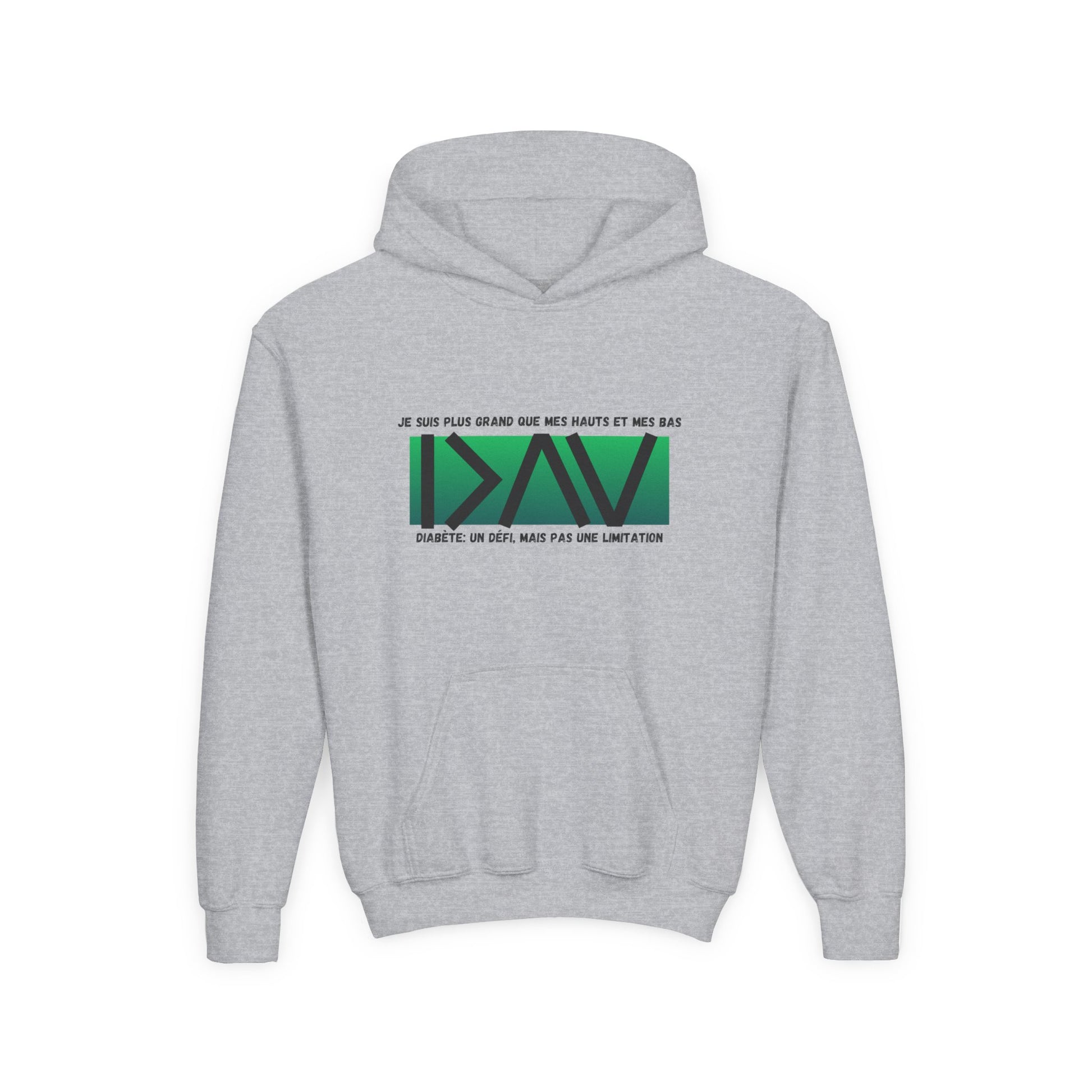 The Diabuddies Store Greater than (French/Green) - Youth Hoodie Greater than (French/Green) - Youth Hoodie: This isn't just a hoodie; it's a powerful symbol for young individuals living with diabetes, reminding them that they are always "greater than" any
