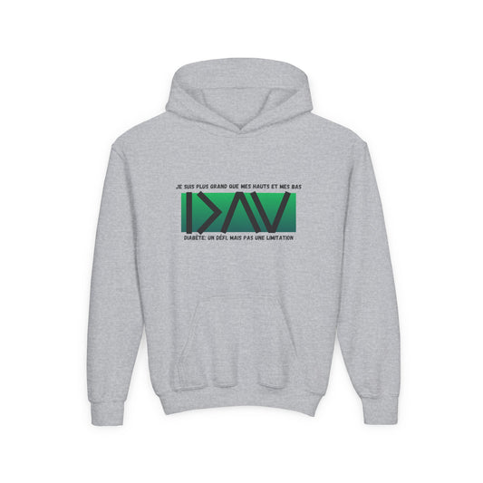 The Diabuddies Store Greater than (French/Green) - Youth Hoodie Greater than (French/Green) - Youth Hoodie: This isn't just a hoodie; it's a powerful symbol for young individuals living with diabetes, reminding them that they are always "greater than" any