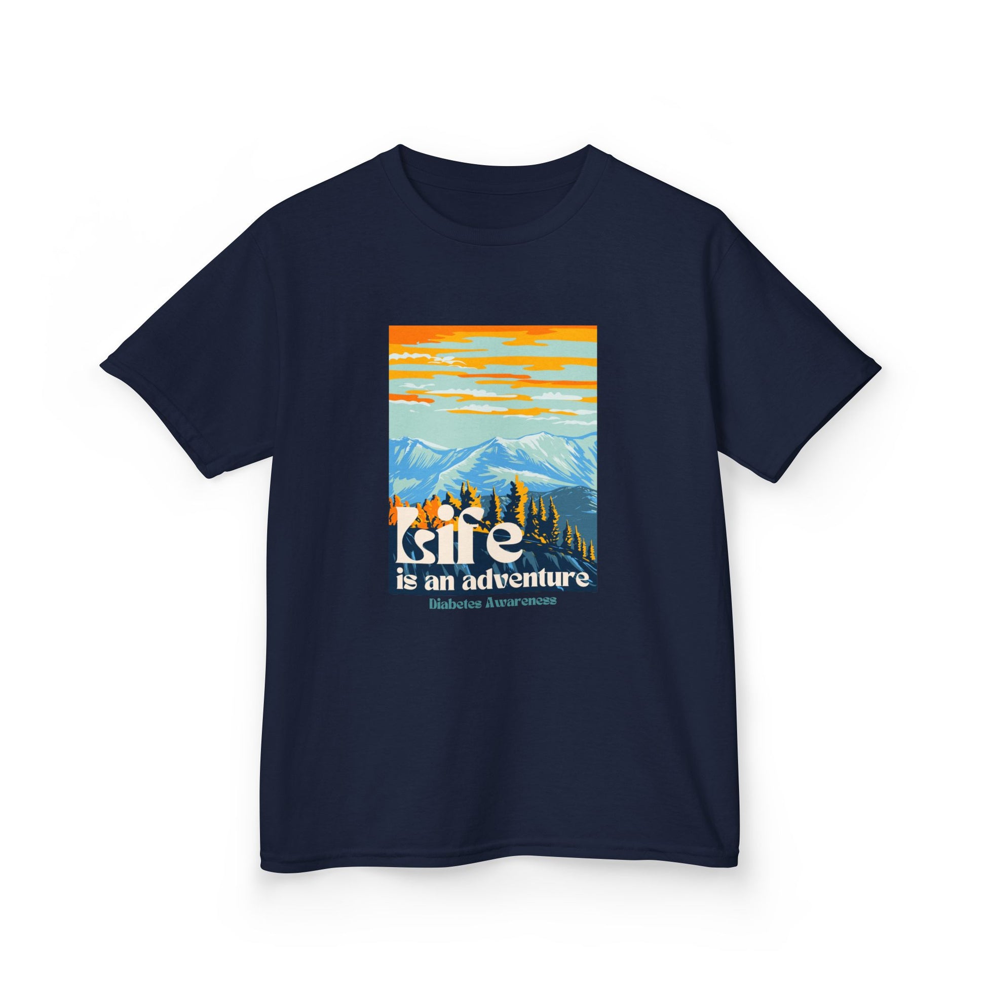 The Diabuddies Store Life is an Adventure, Mountains - Kids Tee Life is an Adventure, Mountains - Kids Tee: Inspire your little explorer with our "Life is an Adventure, Mountains" Kids Tee! This super soft and comfortable t-shirt is perfect for young adve