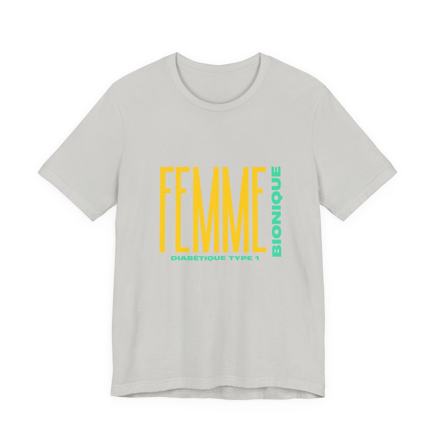 The Diabuddies Store Bionic Woman (French) - Unisex Tee Bionic Woman (French) - Unisex Tee: Unleash your inner Bionic strength! This Unisex Tee is a powerful statement of resilience, strength, and modern-day heroism for anyone living with Type 1 Diabetes.
