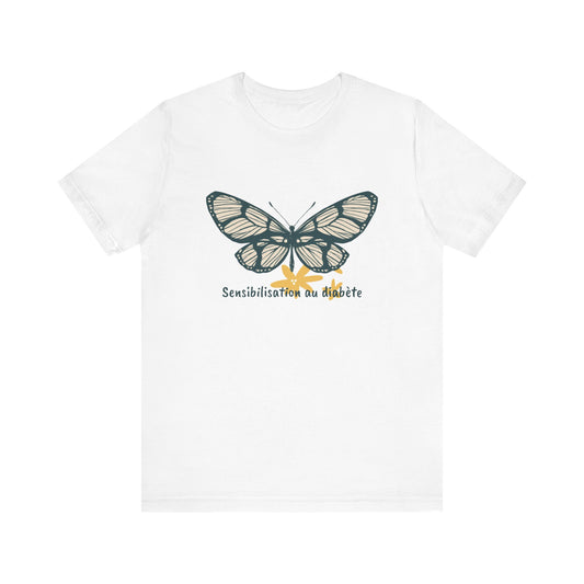 Green Butterfly & Flowers (French) Unisex Tee The Diabuddies Store T-Shirts $22.38