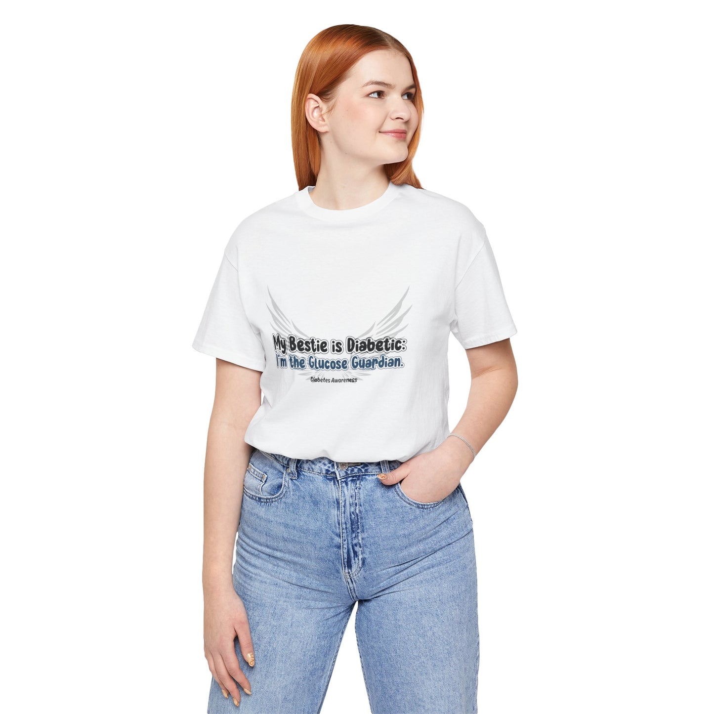 The Diabuddies Store My Bestie is Diabetic, I'm the Guardian - Unisex Tee My Bestie is Diabetic, I'm the Guardian - Unisex Tee: Celebrate your vital role! A proud statement of your commitment & unique connection as a guardian. T-Shirts $22.50