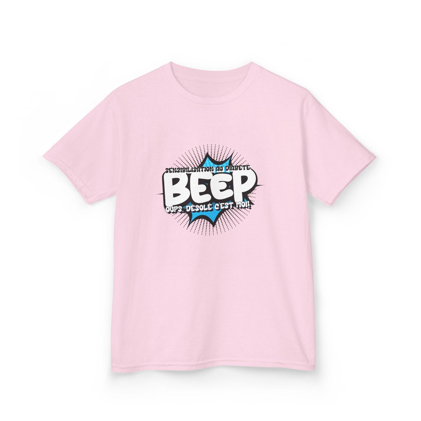 The Diabuddies Store Beep Sorry that's me! (French) - Kids Tee Beep Sorry that's me! (French) - Kids Tee: This playful French tee is perfect for the little one who's full of energy and charm. The fun design features the word "beep" and the phrase "Désolé,