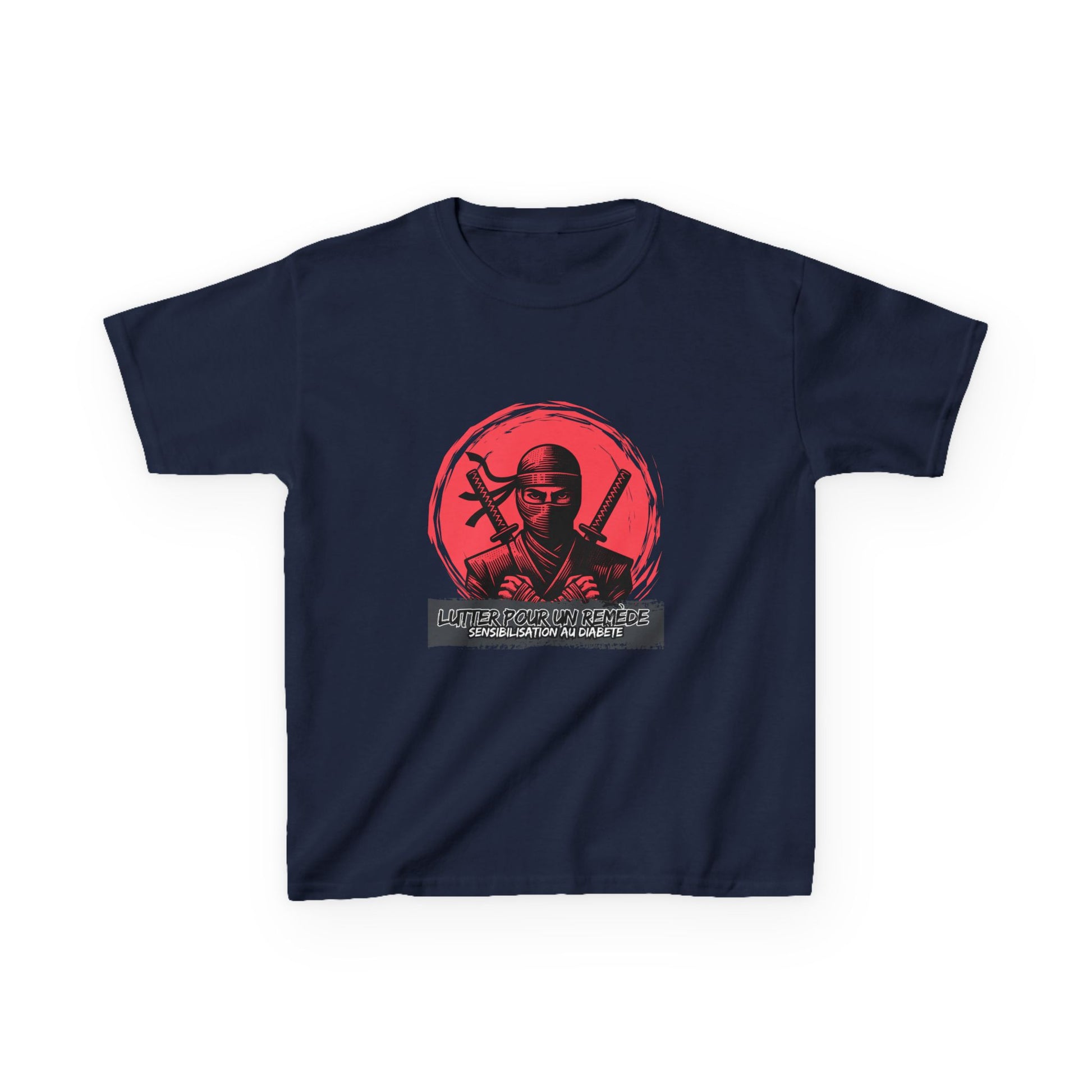 The Diabuddies Store Fighting for a Cure w/Ninja (French) - Kids Tee Fighting for a Cure w/Ninja (French) - Kids Tee: This soft and comfortable tee is a perfect way for your child to show their support in a fun and empowering way. It features an awesome n
