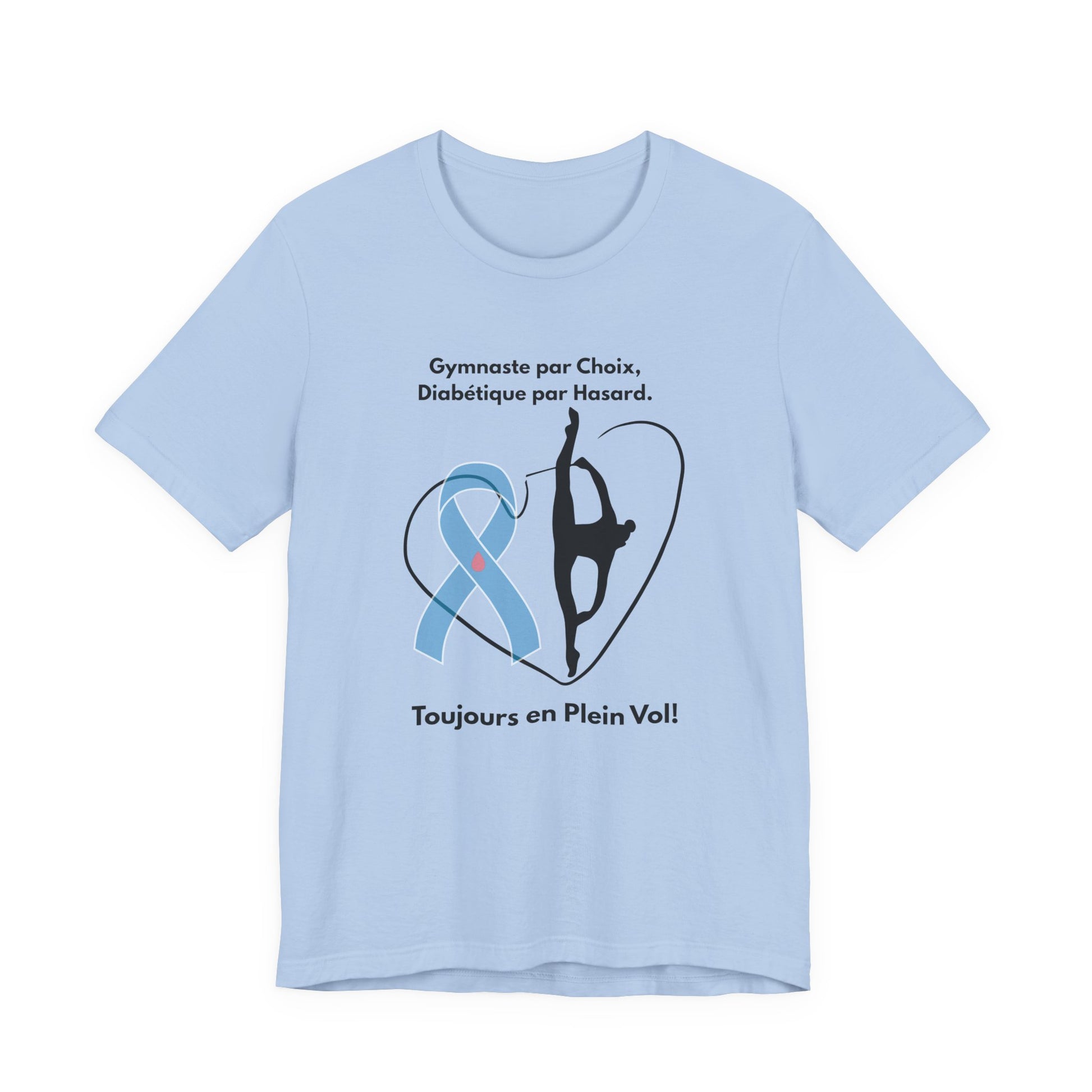 The Diabuddies Store Diabetes & Gymnastics (French) - Unisex Tee Diabetes & Gymnastics (French) - Unisex Tee: Defy expectations and tumble forward! This comfortable racerback tank is designed for the resilient gymnast who manages diabetes with grace and s