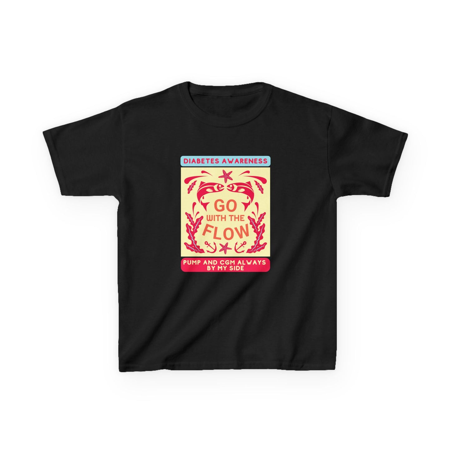 The Diabuddies Store Go with the Flow - Kids Tee Go with the Flow - Kids Tee: Embrace your journey with confidence in our vibrant "Go with the Flow" kids Tee. Engineered for those who live with a pump and CGM, this tank ensures your devices are always wit