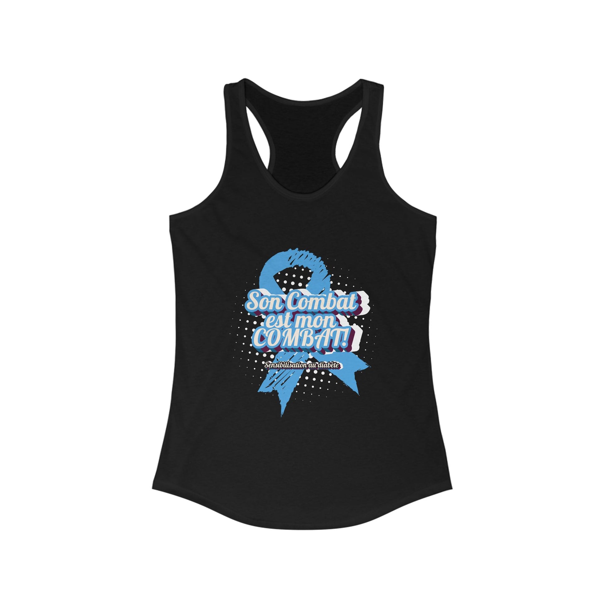 Her fight is my Fight! (French in Blue) Racerback Tank The Diabuddies Store Tank Tops $19.96