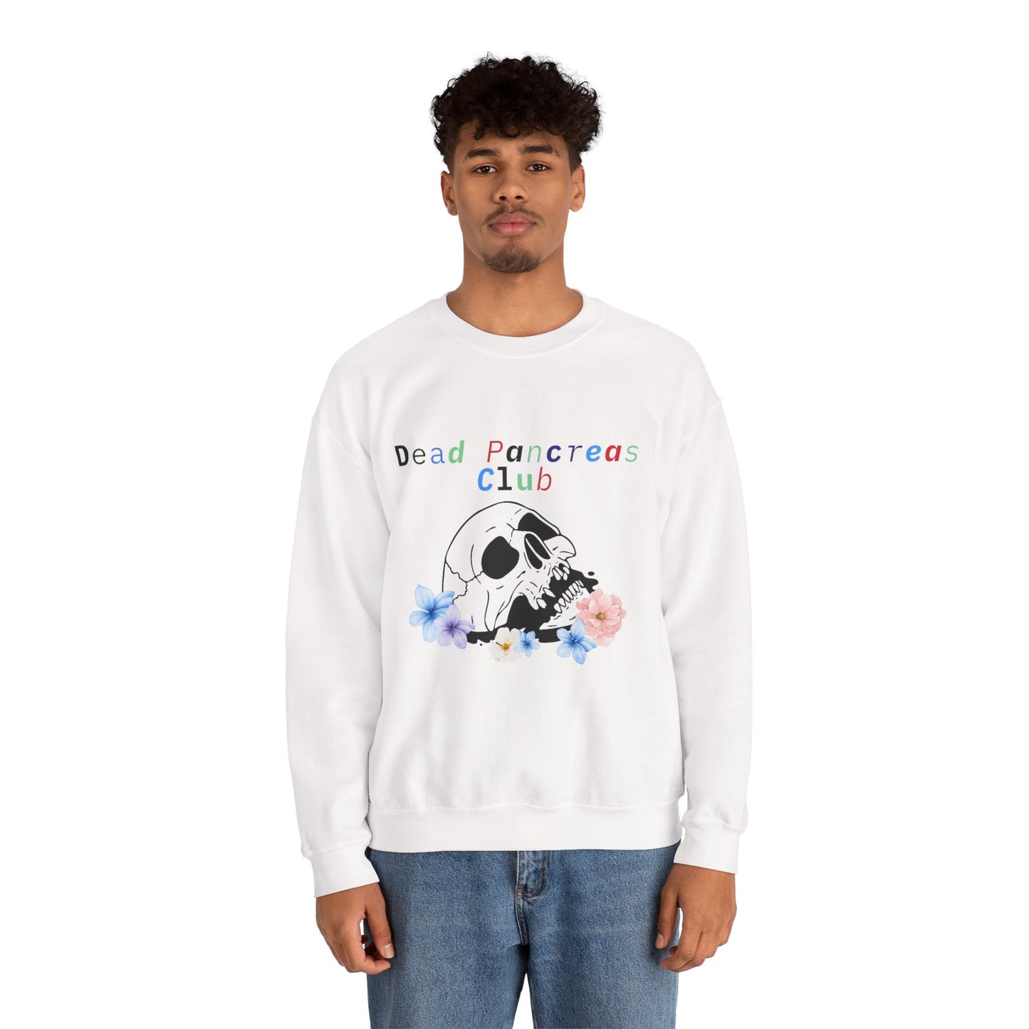 Skull & Flowers, Dead Pancreas Club - Unisex Sweatshirt The Diabuddies Store Sweatshirts $35.70