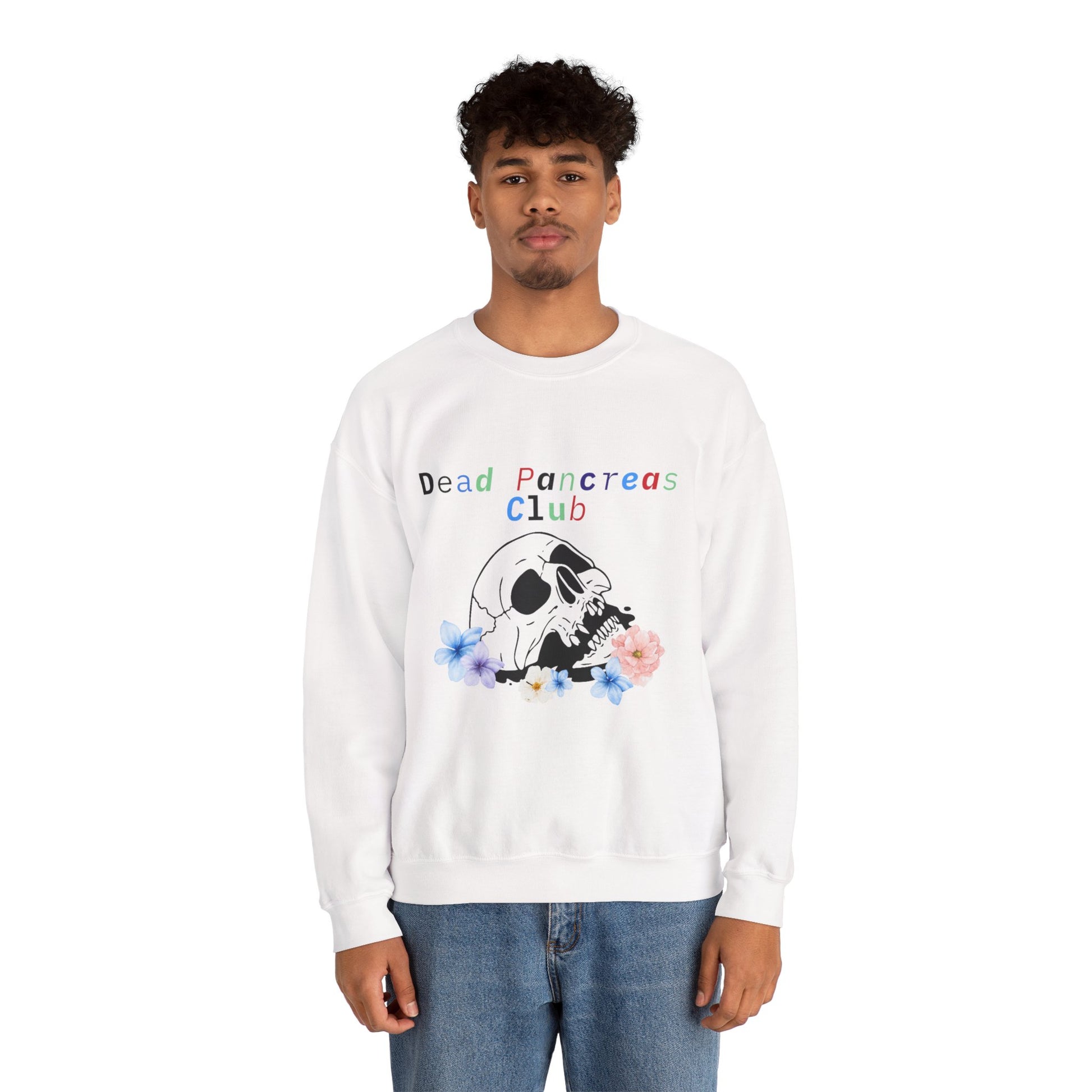 Skull & Flowers, Dead Pancreas Club - Unisex Sweatshirt The Diabuddies Store Sweatshirts $35.70