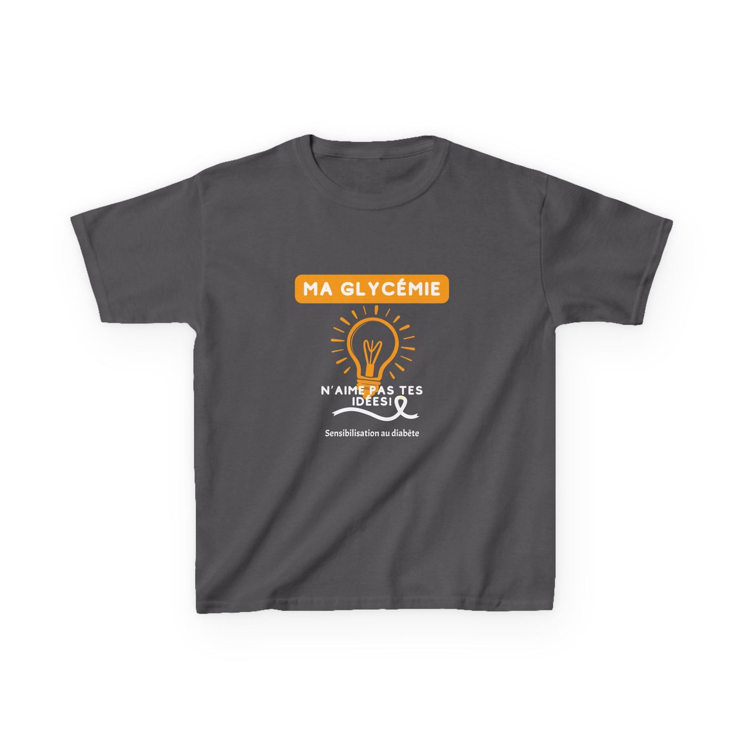 The Diabuddies Store My Blood Sugar Doesn't Agree (French) - Kids Tee My Blood Sugar Doesn't Agree (French) - Kids Tee: A humorous tee for the little warrior in your life. This "Ma glycémie n'aime pas tes idées" Kids' French Tee is a fun and relatable way