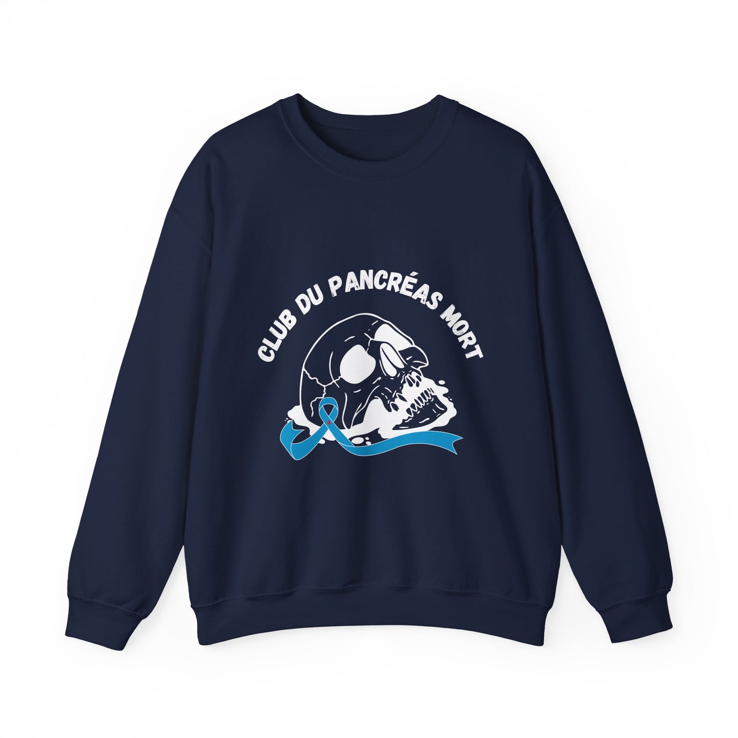Skull & Blue Ribbon, Dead Pancreas Club (French) Sweatshirt The Diabuddies Store Sweatshirts $35.70