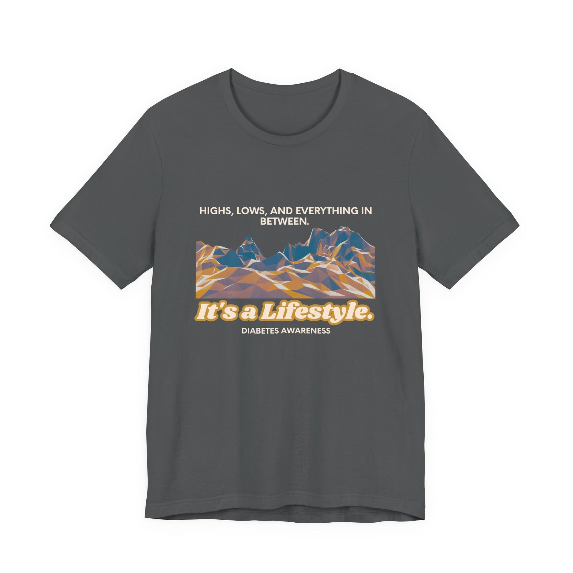 The Diabuddies Store Highs, Lows, and Everything in Between - Unisex Tee Life's a rollercoaster, and this tee gets it! Our "Highs, Lows, and Everything in Between" shirt is for anyone who embraces the wild ride of life, with all its ups, downs, and unexpe