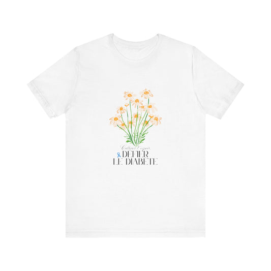 The Diabuddies Store Cultivating Hope, Defying Diabetes (French) - Unisex Tee Cultivating Hope, Defying Diabetes (French) - Unisex Tee: Wear your message of strength! Our "Cultivé l'espoir, Défié le diabète" Unisex Tee is more than just a comfortable shir