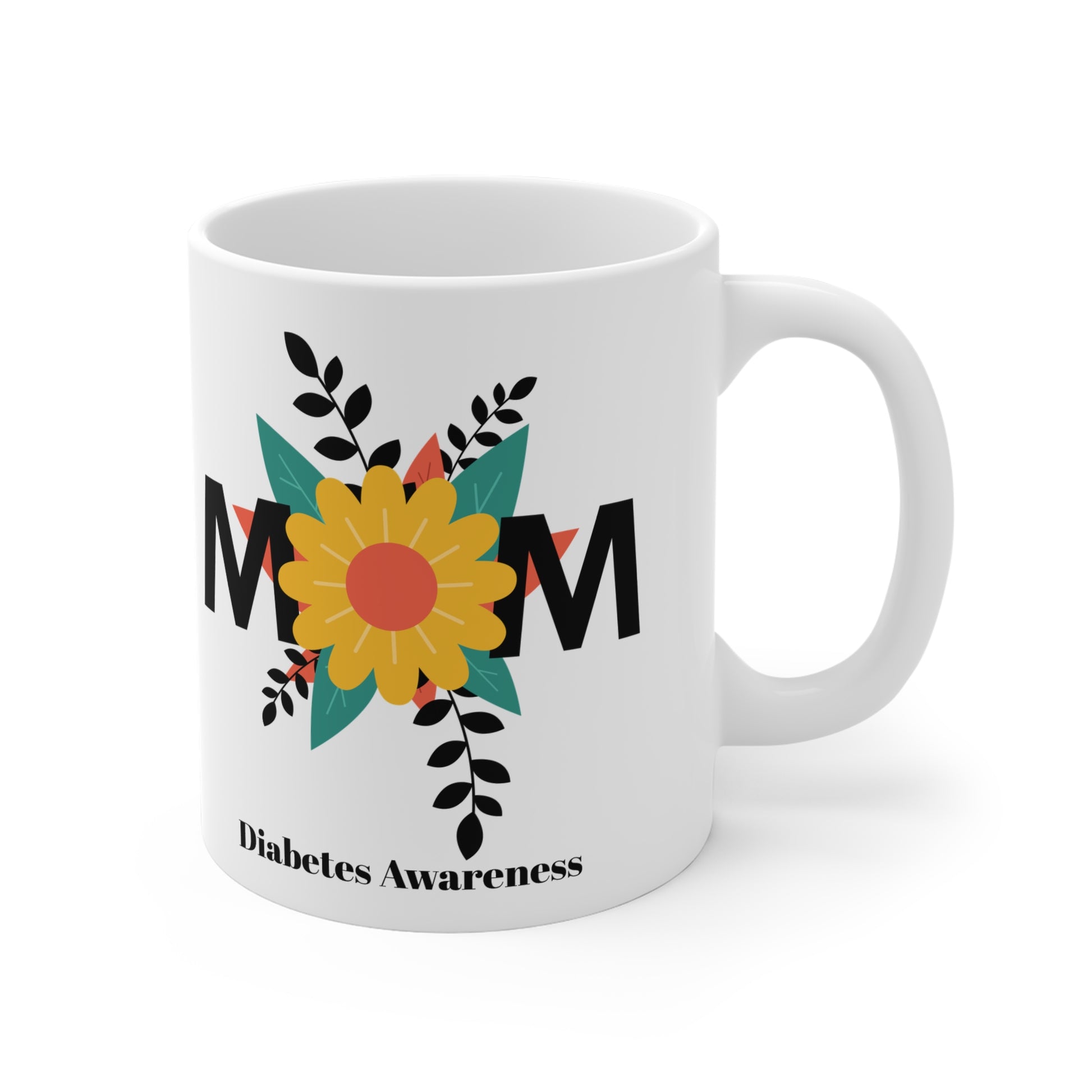 The Diabuddies Store Mom (with Flowers) - Mug 11oz Mom (with Flowers) - Mug 11oz: Celebrate Mom with this charming 11oz floral mug! It's a perfect blend of sweetness and strength, just like her. A wonderful gift for any occasion, ideal for enjoying her fa