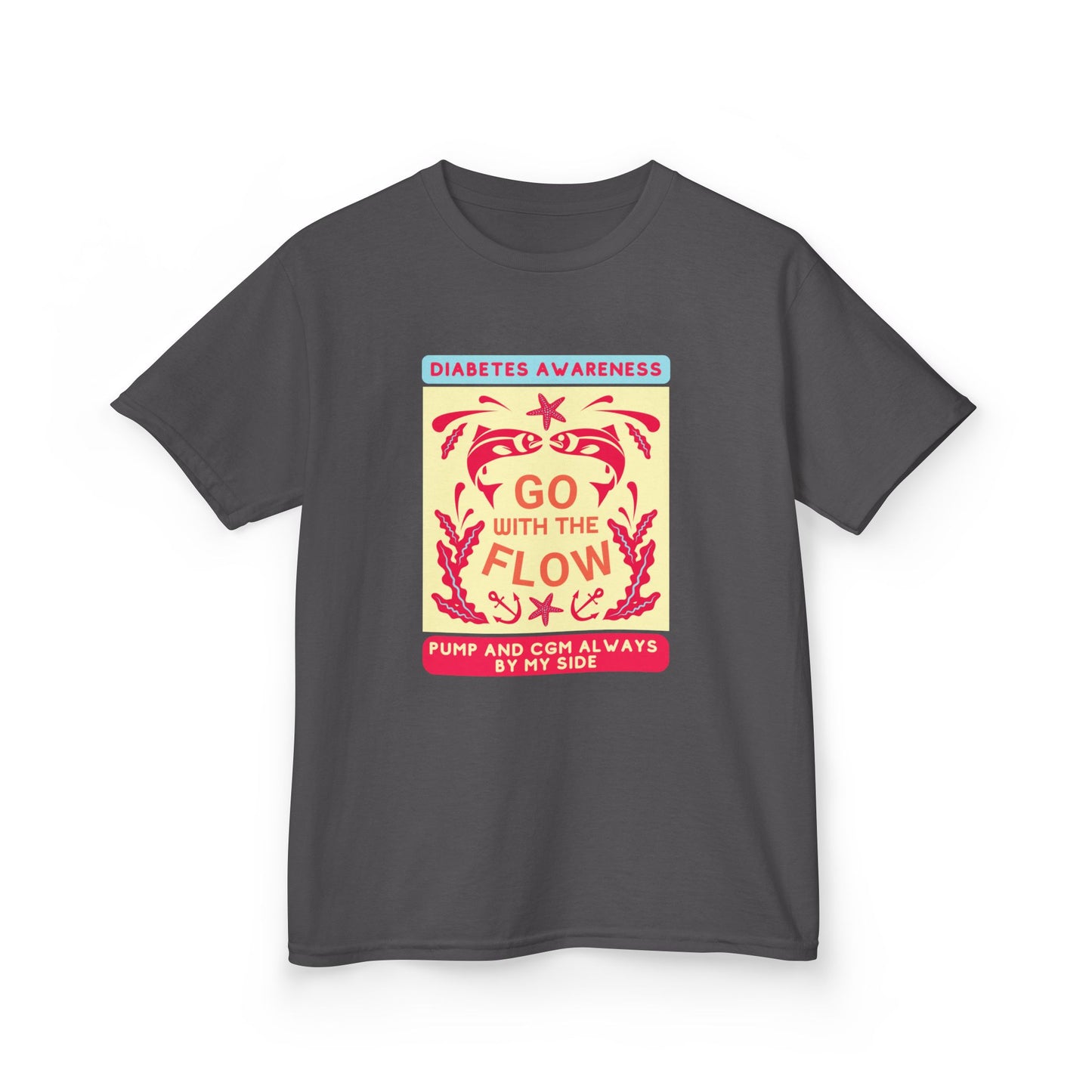The Diabuddies Store Go with the Flow - Kids Tee Go with the Flow - Kids Tee: Embrace your journey with confidence in our vibrant "Go with the Flow" kids Tee. Engineered for those who live with a pump and CGM, this tank ensures your devices are always wit
