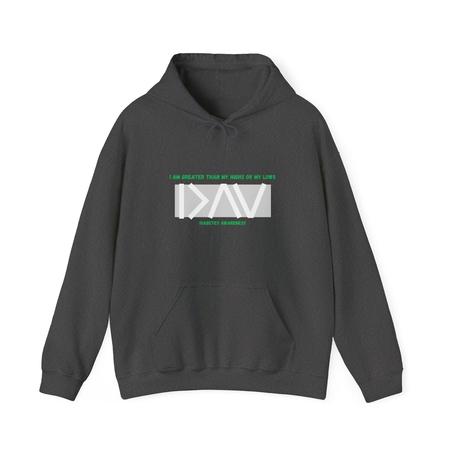 The Diabuddies Store Greater Than (Grey & Green) - Unisex Hoodie Greater Than (Grey & Green) - Unisex Hoodie: You are always greater than your challenges. Our Hoodie, featuring a stylish grey with vibrant green accents, is more than just comfortable appar