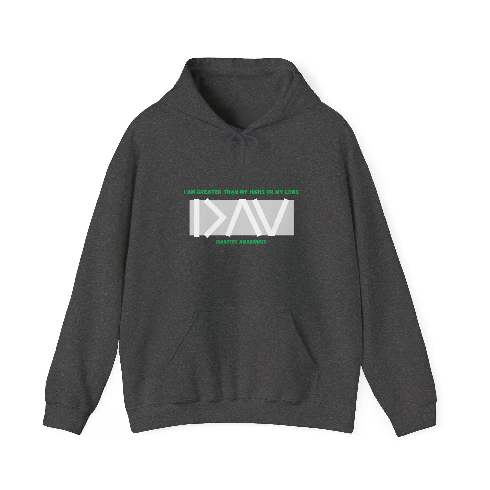 The Diabuddies Store Greater Than (Grey & Green) - Unisex Hoodie Greater Than (Grey & Green) - Unisex Hoodie: You are always greater than your challenges. Our Hoodie, featuring a stylish grey with vibrant green accents, is more than just comfortable appar