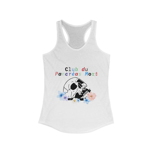 Skull & Flowers, Dead Pancreas Club (French) Racerback Tank The Diabuddies Store Tank Tops $19.96