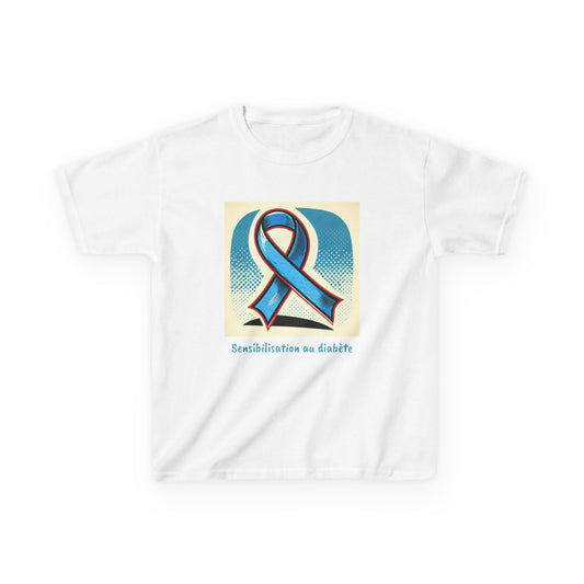 Diabetes Blue Ribbon (French) - Kids Tee The Diabuddies Store T-Shirts $18.48