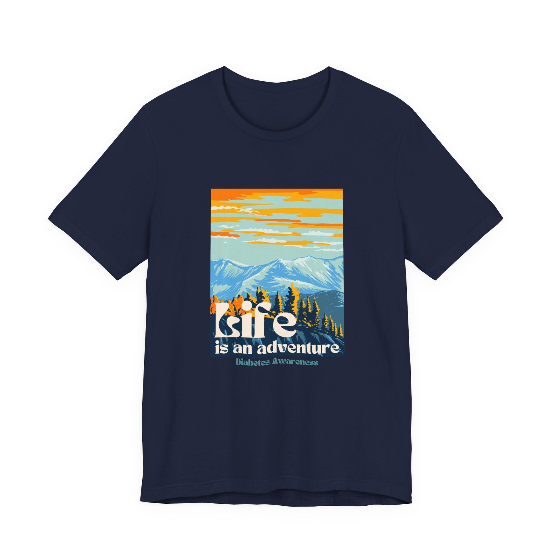 The Diabuddies Store Life is an Adventure, Mountains - Unisex Tee Life is an Adventure, Mountains - Unisex Tee: Soul in the outdoors? This tee's for you! Embrace nature's call, from peaks to trails. Your adventure starts here. T-Shirts $22.50