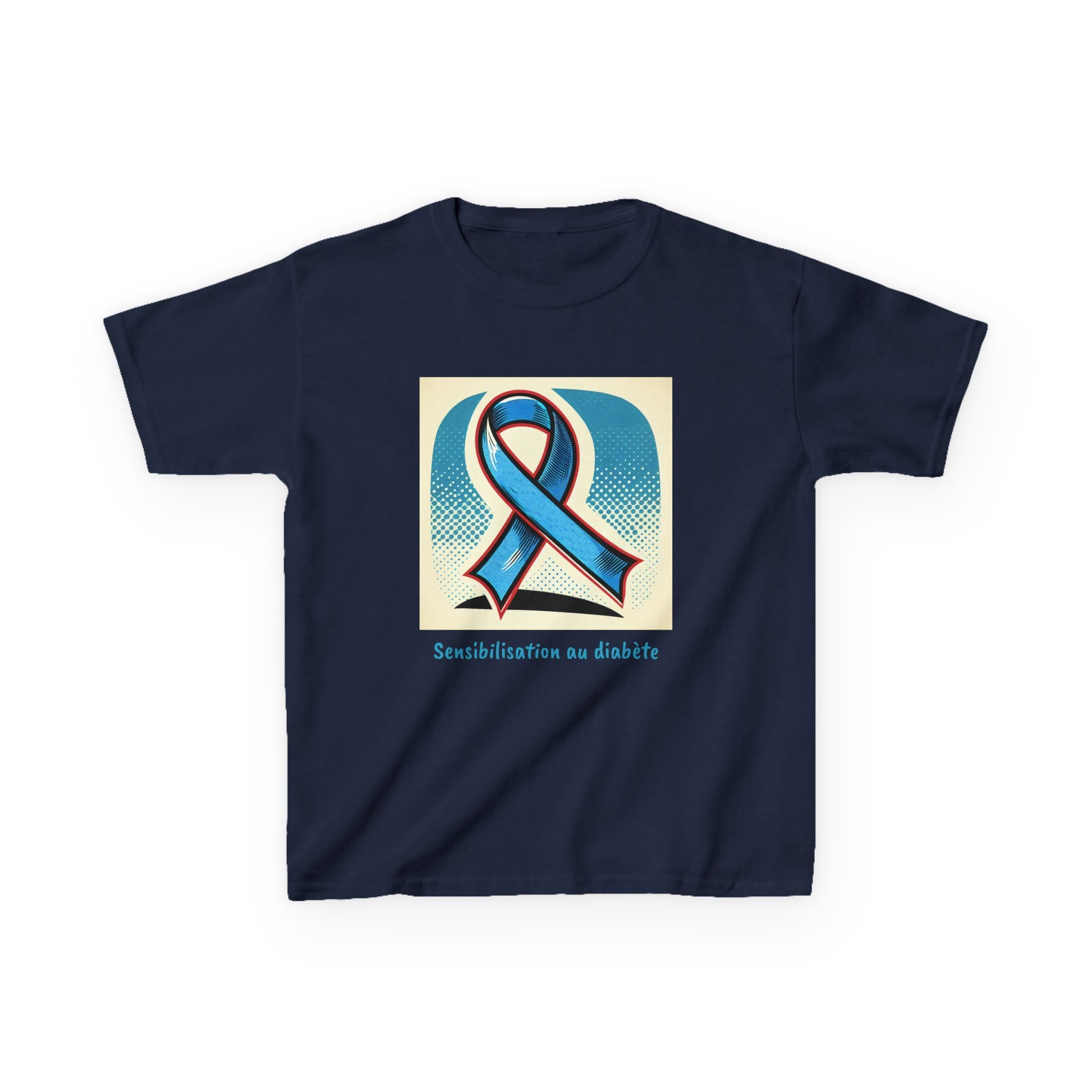 Diabetes Blue Ribbon (French) - Kids Tee The Diabuddies Store T-Shirts $19.22