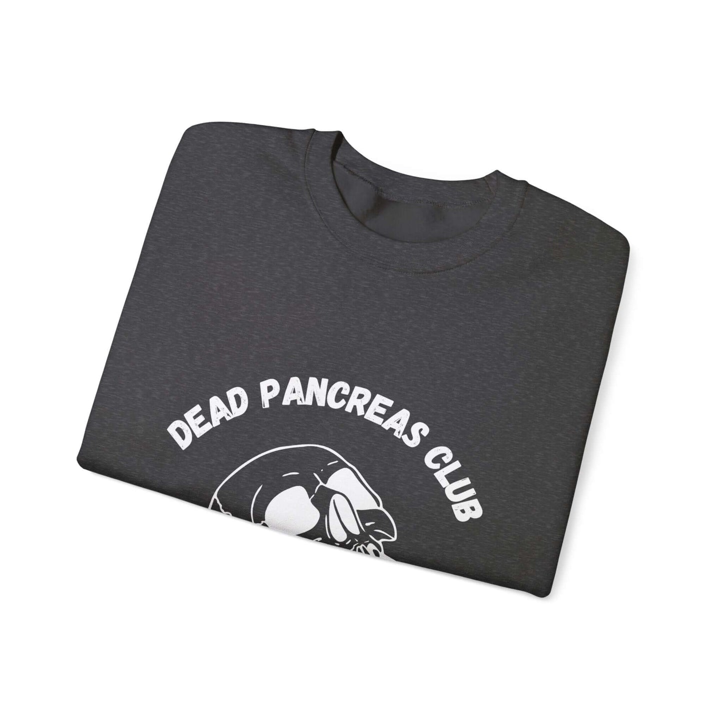 The Diabuddies Store Skull & Blue Ribbon, Dead Pancreas Club - Sweatshirt Skull & Blue Ribbon, Dead Pancreas Club - Sweatshirt: EMake a powerful statement with our Skull & Blue Ribbon, Dead Pancreas Club Unisex Sweatshirt. This bold design merges an edgy