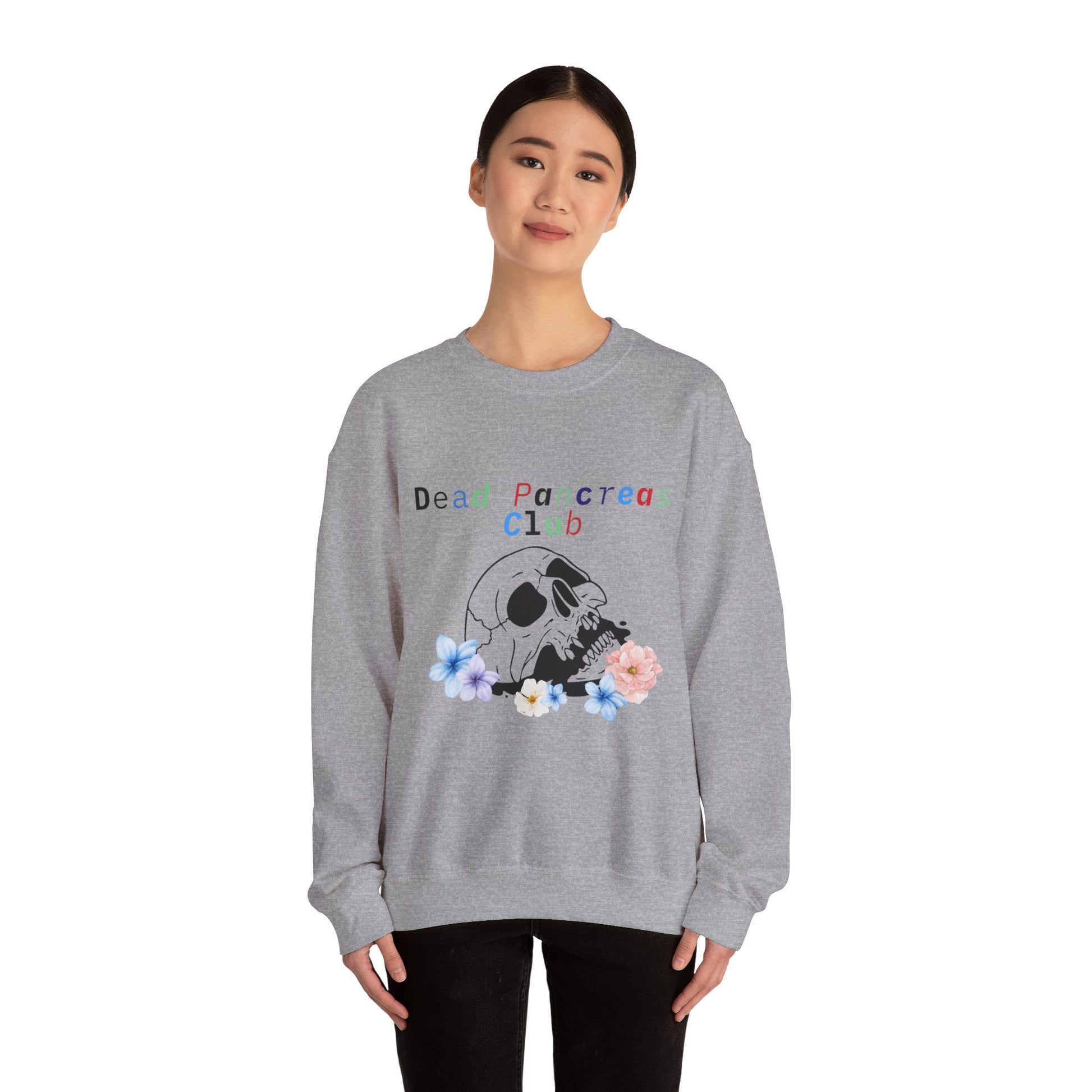 Skull & Flowers, Dead Pancreas Club - Unisex Sweatshirt The Diabuddies Store Sweatshirts $35.70