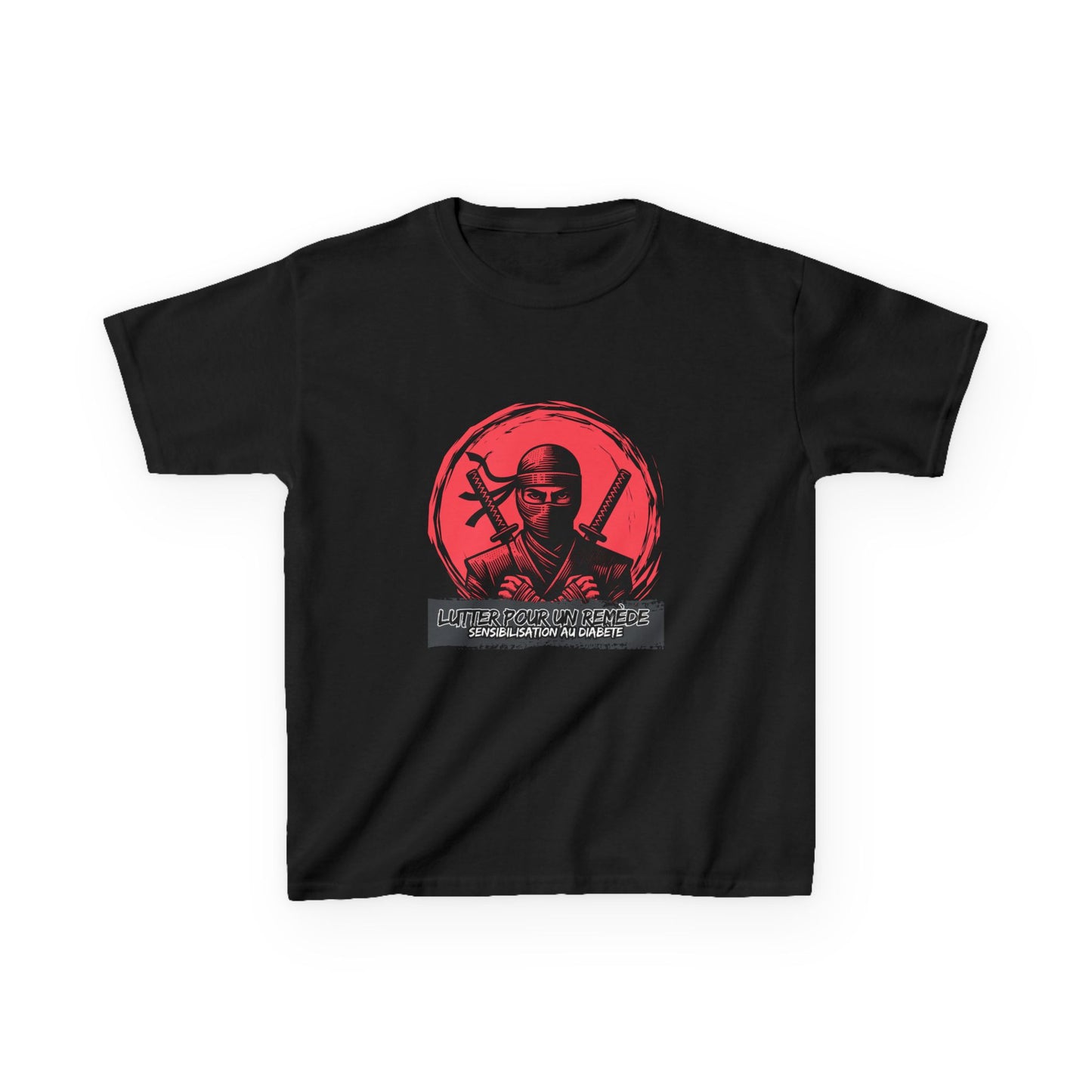 The Diabuddies Store Fighting for a Cure w/Ninja (French) - Kids Tee Fighting for a Cure w/Ninja (French) - Kids Tee: This soft and comfortable tee is a perfect way for your child to show their support in a fun and empowering way. It features an awesome n