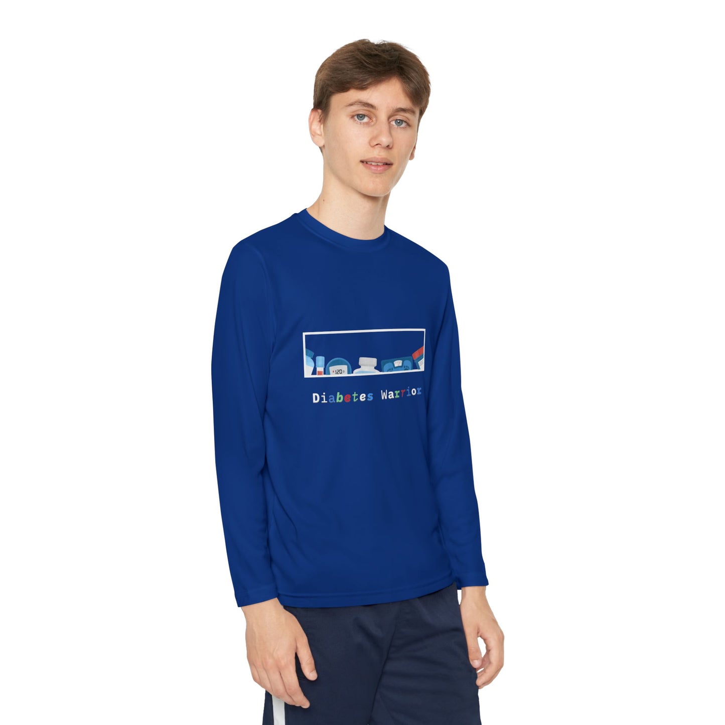 Diabetes Warrior w/supplies - Youth Longsleeve Tee The Diabuddies Store T-Shirts $23.44