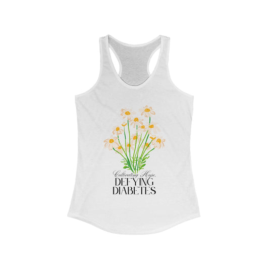 The Diabuddies Store Cultivating Hope, Defying Diabetes - Racerback Tank Cultivating Hope, Defying Diabetes - Racerback Tank: Wear your message of strength! Our "Cultivating Hope, Defying Diabetes" Unisex Tee is more than just a comfortable shirt; it's a