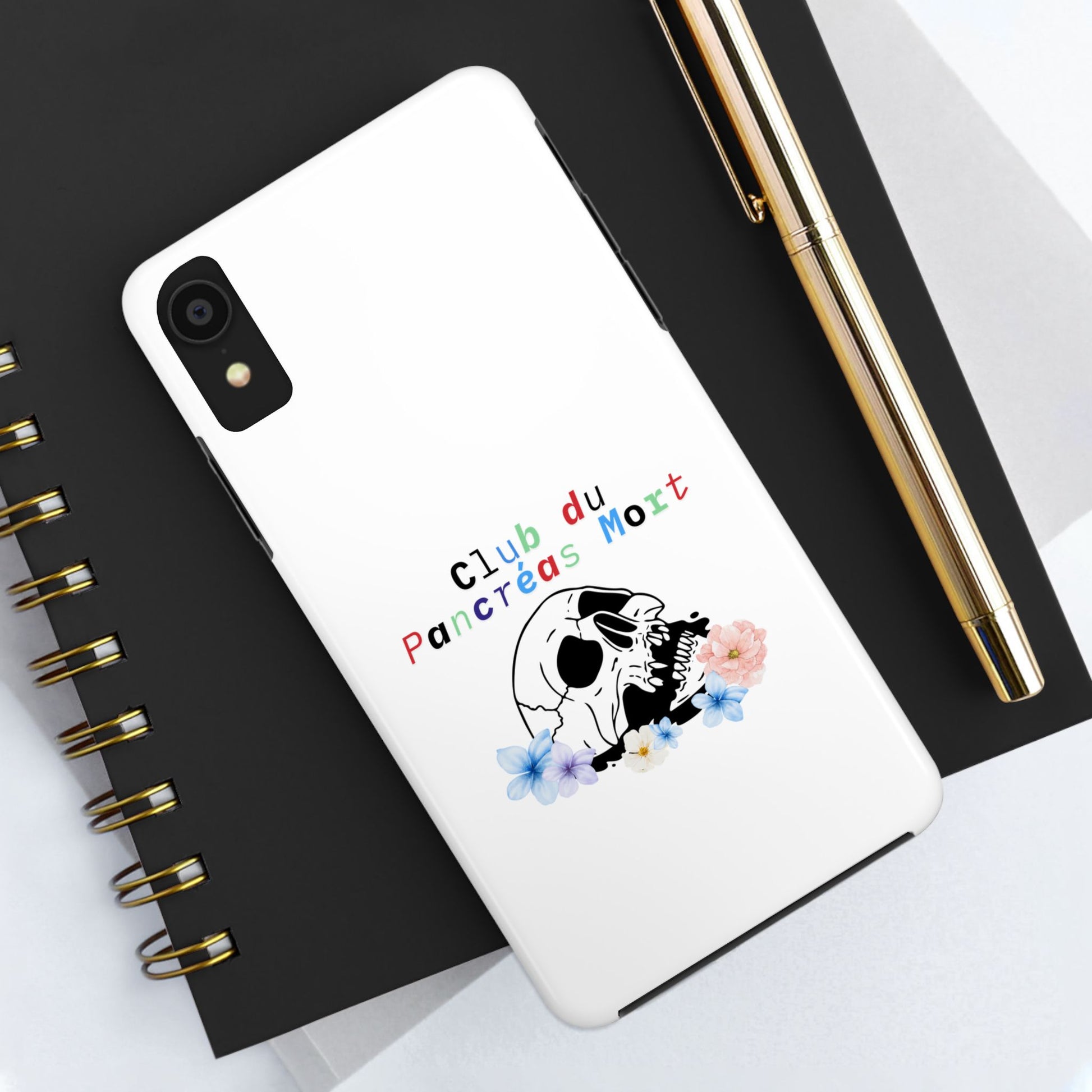 Skull & Flowers, Dead Pancreas Club (French) - Phone Cases The Diabuddies Store Mobile Phone Cases $18.23