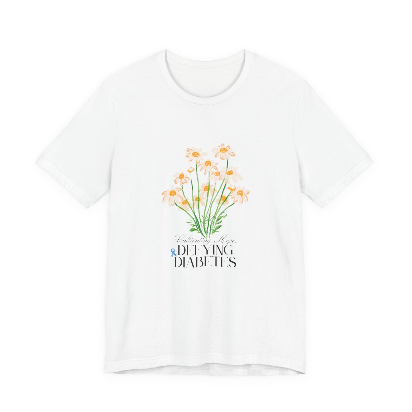 The Diabuddies Store Cultivating Hope, Defying Diabetes - Unisex Tee Cultivating Hope, Defying Diabetes - Unisex Tee: Wear your message of strength! Our "Cultivating Hope, Defying Diabetes" Unisex Tee is more than just a comfortable shirt; it's a powerful