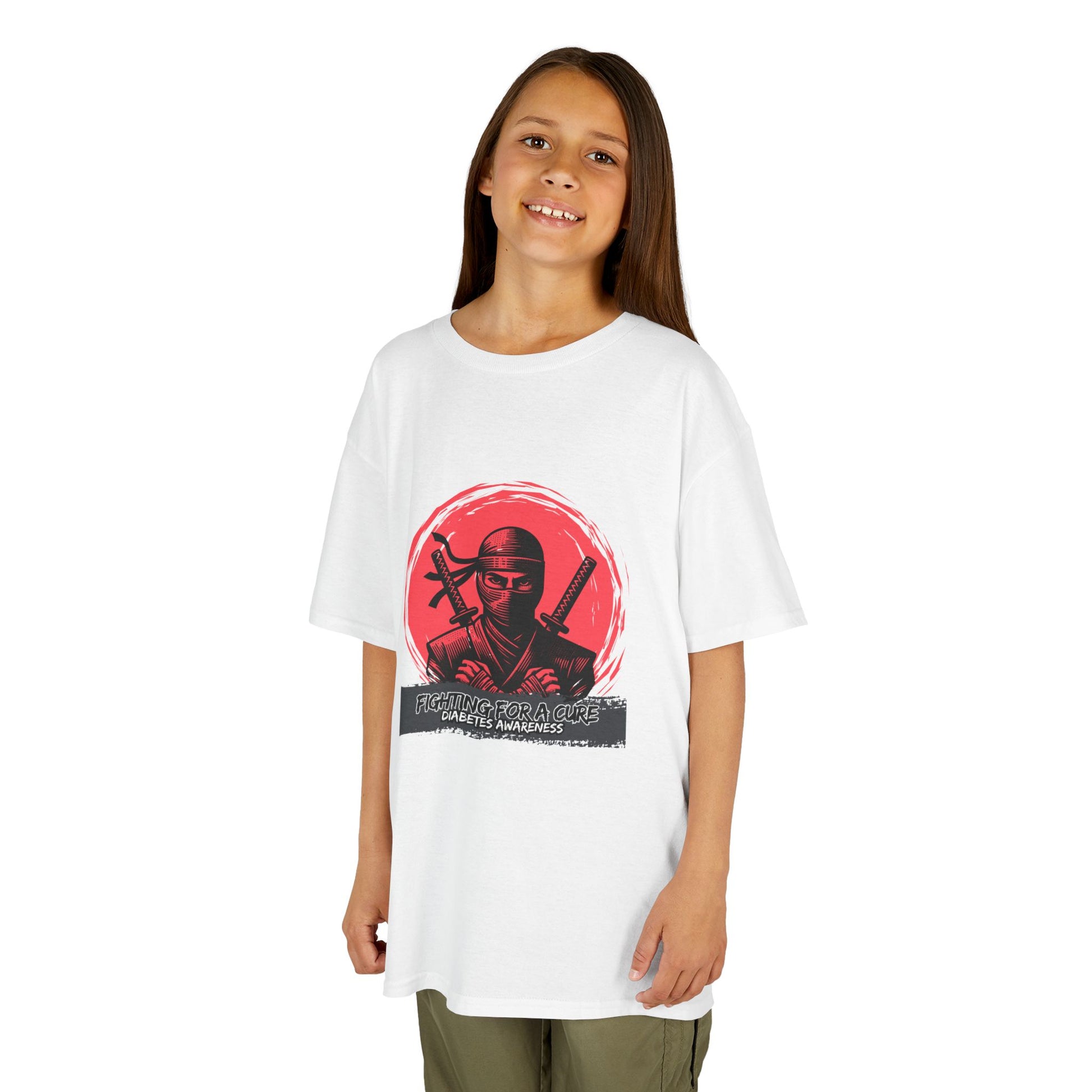 The Diabuddies Store Fighting for a Cure w/Ninja - Kids Tee Fighting for a Cure w/Ninja - Kids Tee: A soft, comfortable tee with a cool ninja ready for battle. A fun and empowering way for your child to show support! $16.00 T-Shirts Birthday Gift Kids,Cas